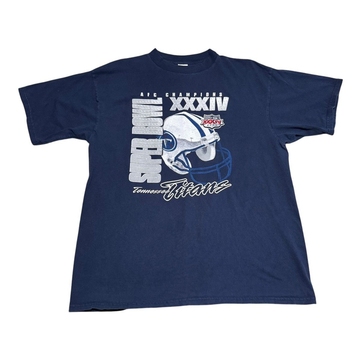 Logo 7 × NFL × Vintage Vintage Tennessee Titans Navy Blue Distressed Shirt Adult XL Size US XL / EU 56 / 4 - 1 Thumbnail