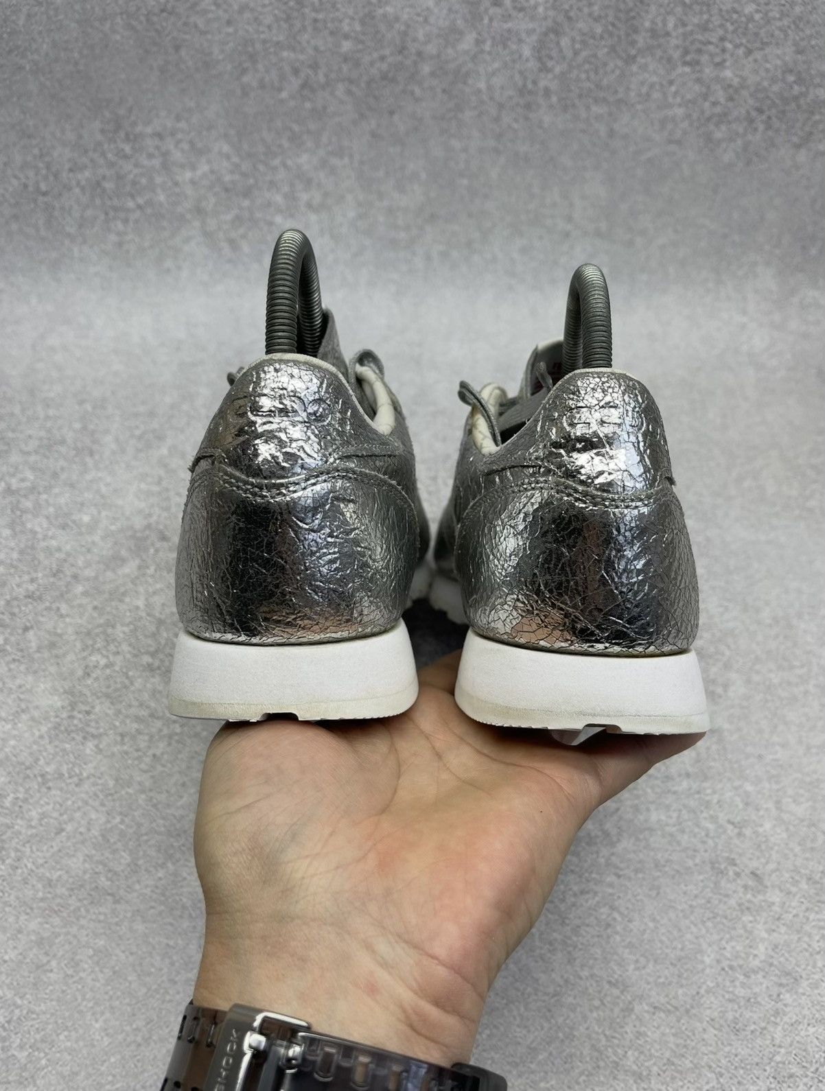 Reebok Womens Reebok Classic HD Leather Sneakers Silver Metallic Size US 8.5 / IT 38.5 - 5 Thumbnail