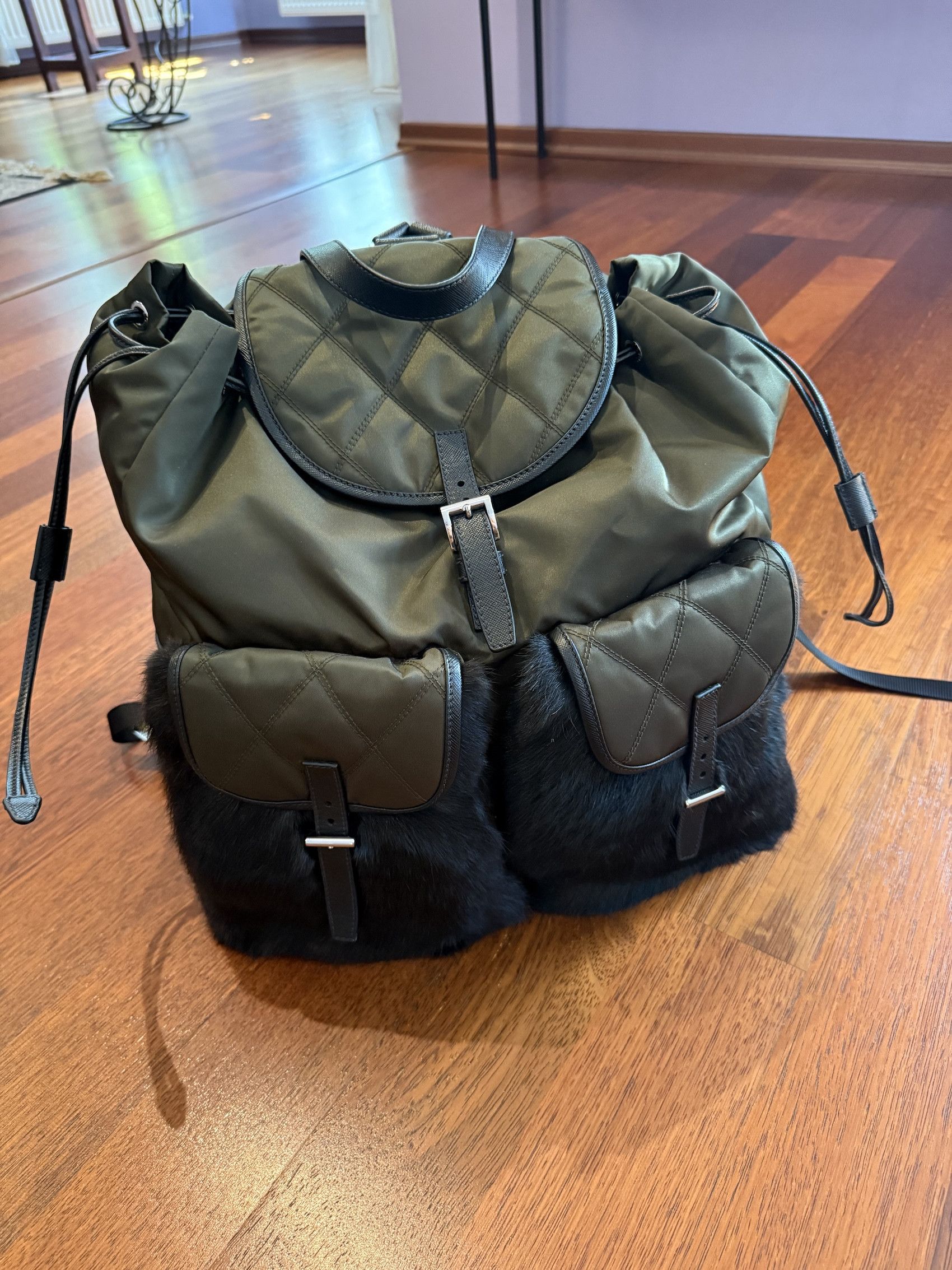 SS'24 Backpack Nylon and Real Fur