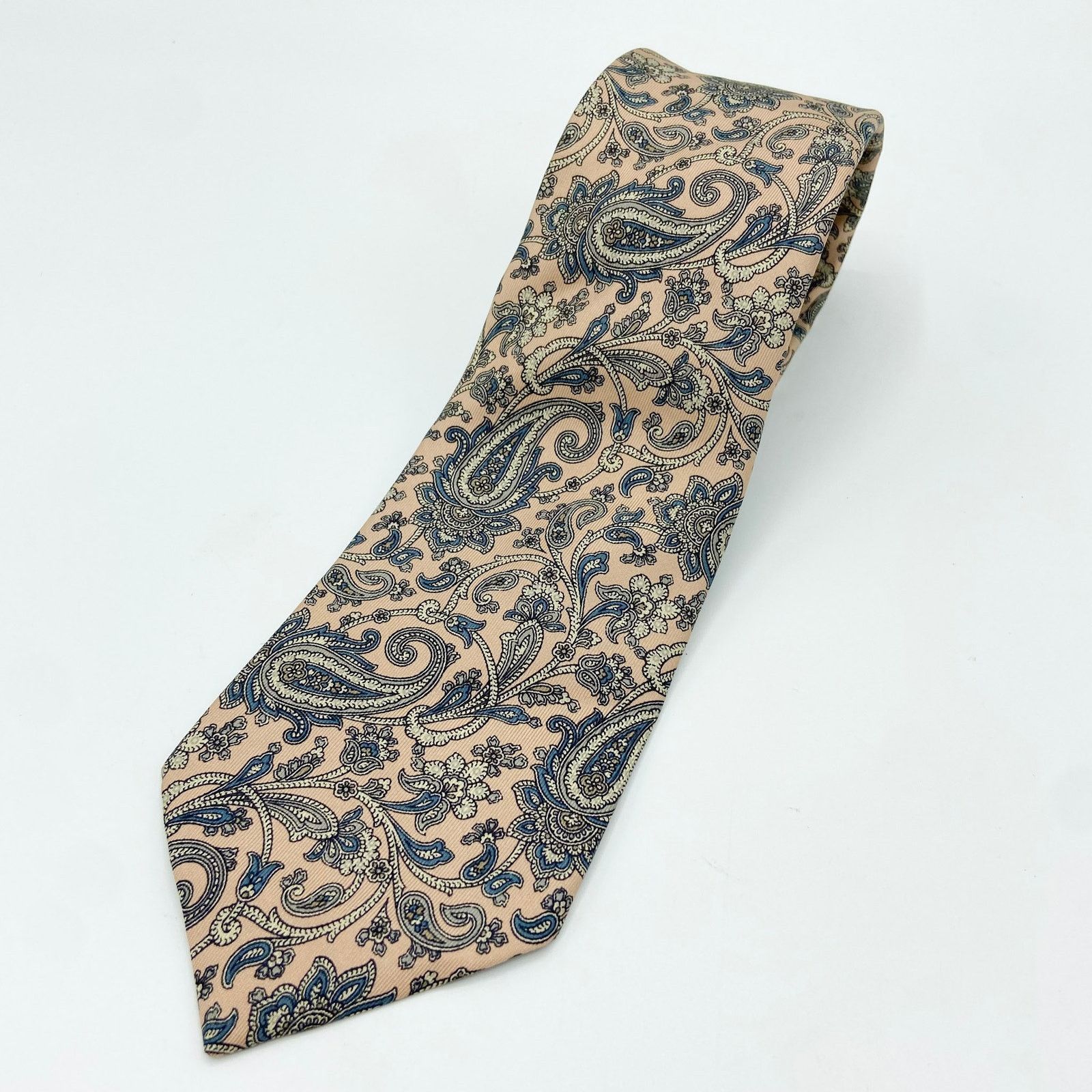 Oscar De La Renta Oscar de la Renta Silk Tie Pink Blue Paisley Jacquard Size ONE SIZE - 1 Thumbnail