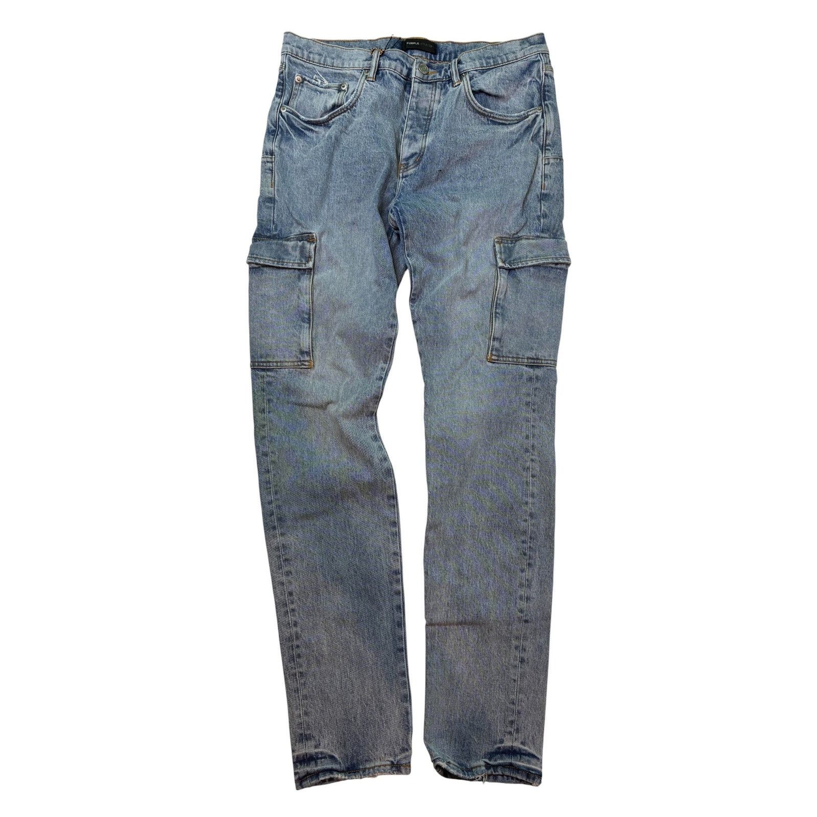 Purple Brand Purple Brand Light Wash Cargo Pants Size US 34 / EU 50 - 1 Thumbnail