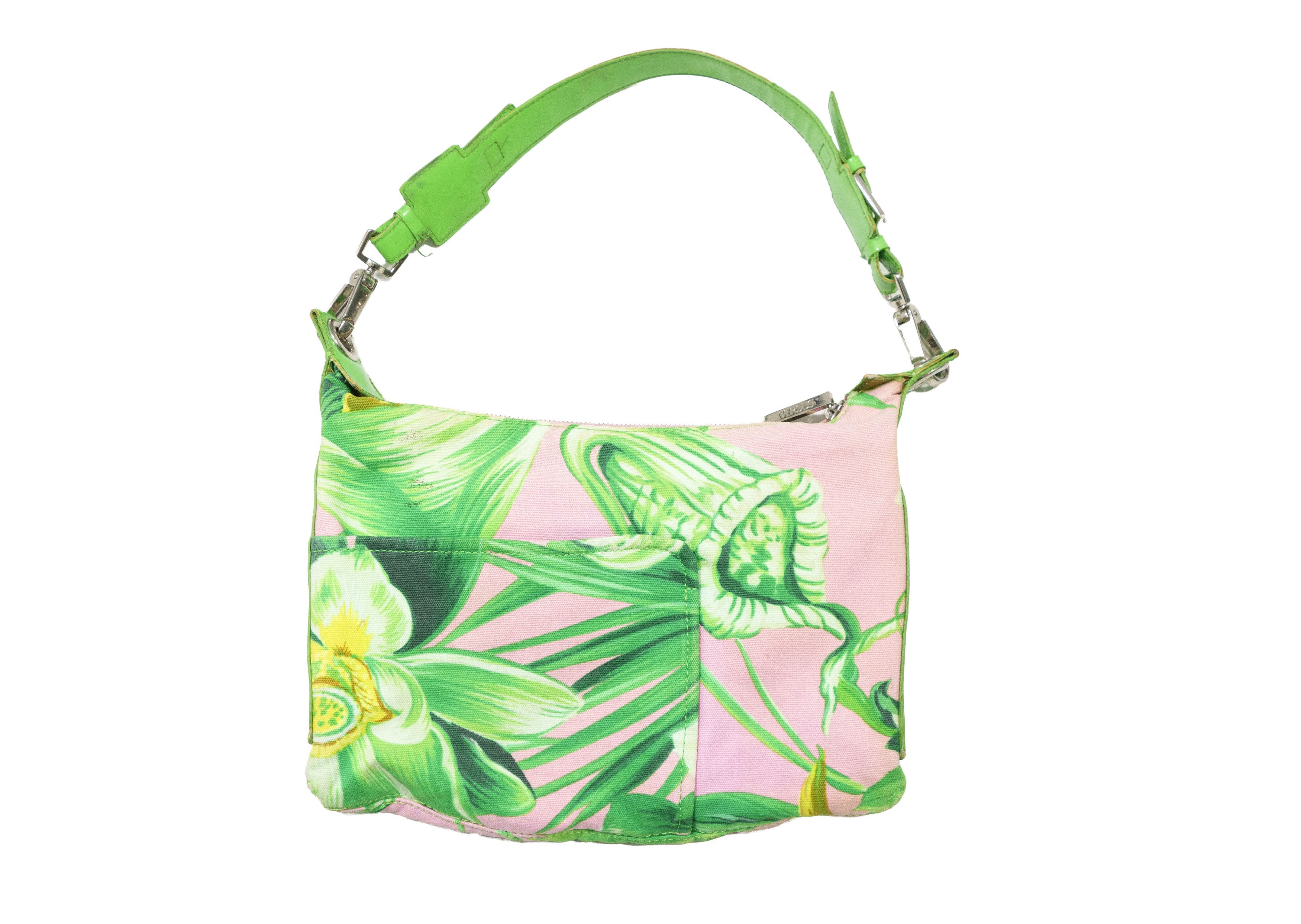 Versus Versace Y2K Tropical Floral Print Canvas Shoulder Bag 00s Size ONE SIZE - 2 Thumbnail