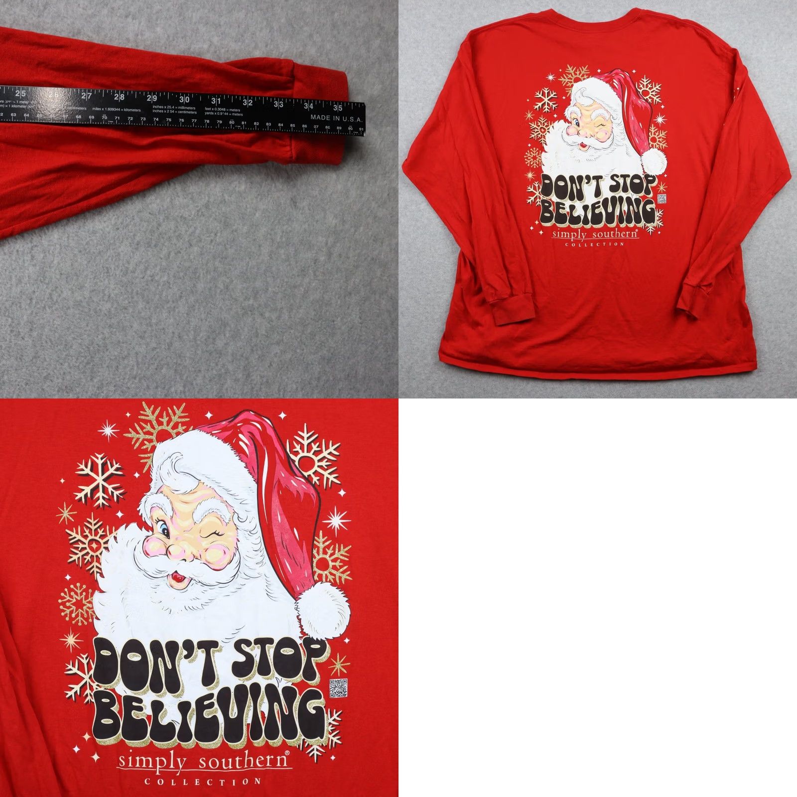 Vintage Simply Southern T-Shirt Womens 2XL Christmas Santa Tee Red Long Sleeve Shirt Womens Christmas Holiday T-Shirt 2XL Red Size XXL / US 16-18 / IT 52-54 - 8 Thumbnail