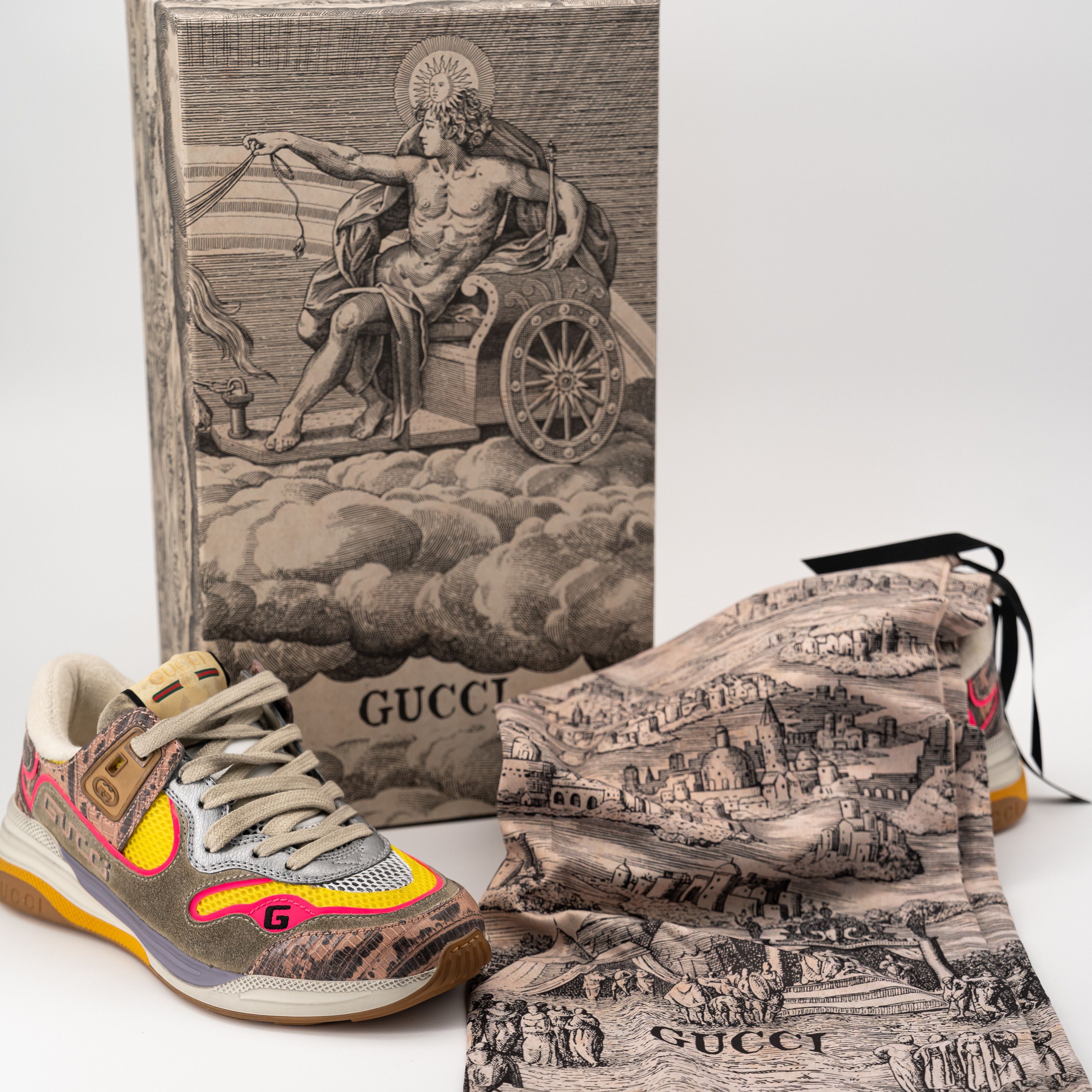 Gucci Size 35.5G - Gucci Ultrapace Pink Orange Yellow Snakeskin Size US 5.5 / IT 35.5 - 7 Thumbnail