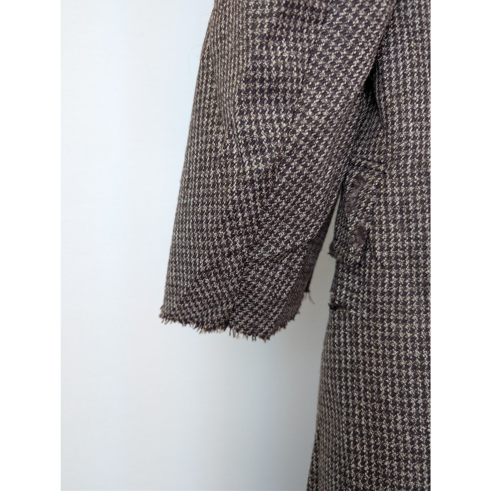 Balenciaga o1rshd1 CCRAB Heather Wool Houndstooth Coat in Coffee/Beige Size XS / US 0-2 / IT 36-38 - 13 Thumbnail