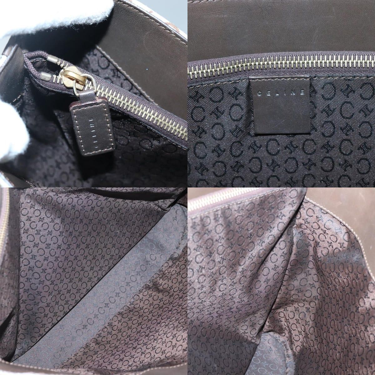 Celine CELINE C Macadam Canvas Tote Bag Gold White Size ONE SIZE - 11 Thumbnail