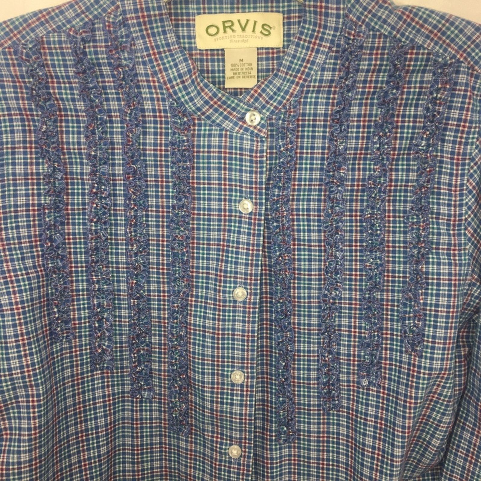 Orvis Orvis Women's Shirt Blouse Plaid Long Sleeve Size Medium Size US M / EU 48-50 / 2 - 5 Thumbnail