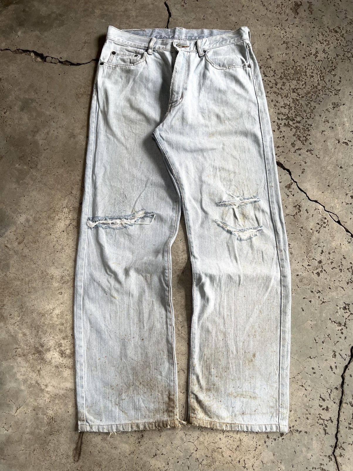Vintage Thrashed Vintage Denim Jeans Distressed Size US 32 / EU 48 - 2 Thumbnail
