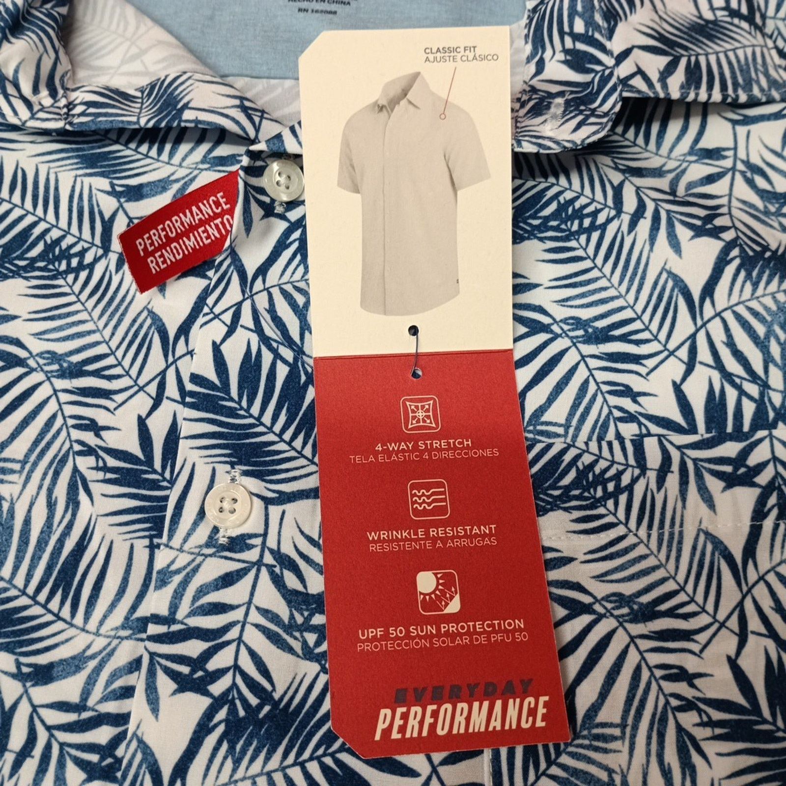 Chaps Chaps Woven Shirt Men's Size XL Blue Floral Stretch UPF 50 Size US XL / EU 56 / 4 - 3 Thumbnail