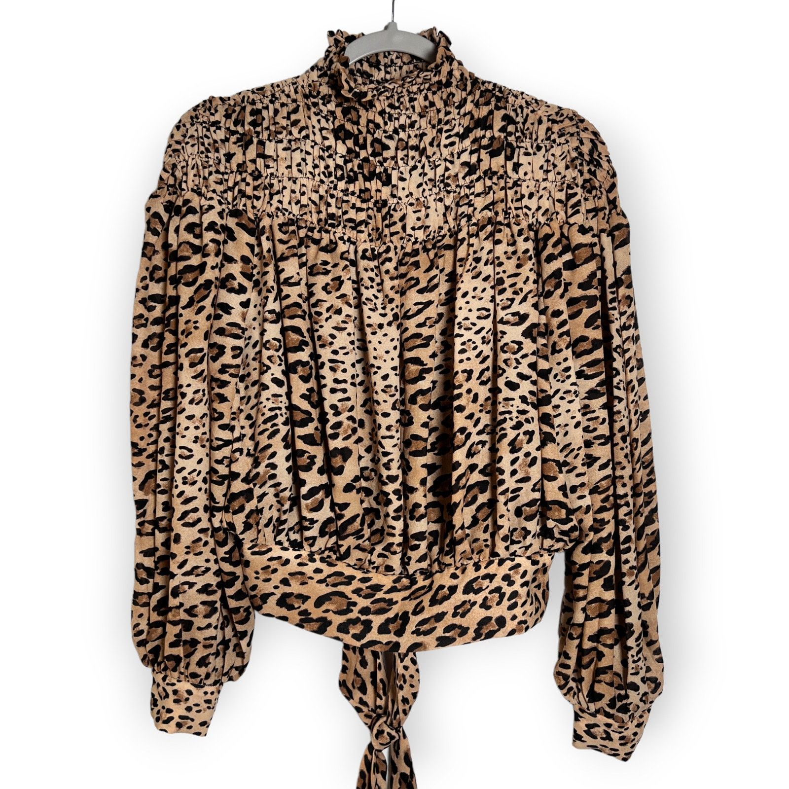 Frame Frame Smocked Cheetah Blouson Blouse Camel Mock Neck Size M Size M / US 6-8 / IT 42-44 - 1 Thumbnail