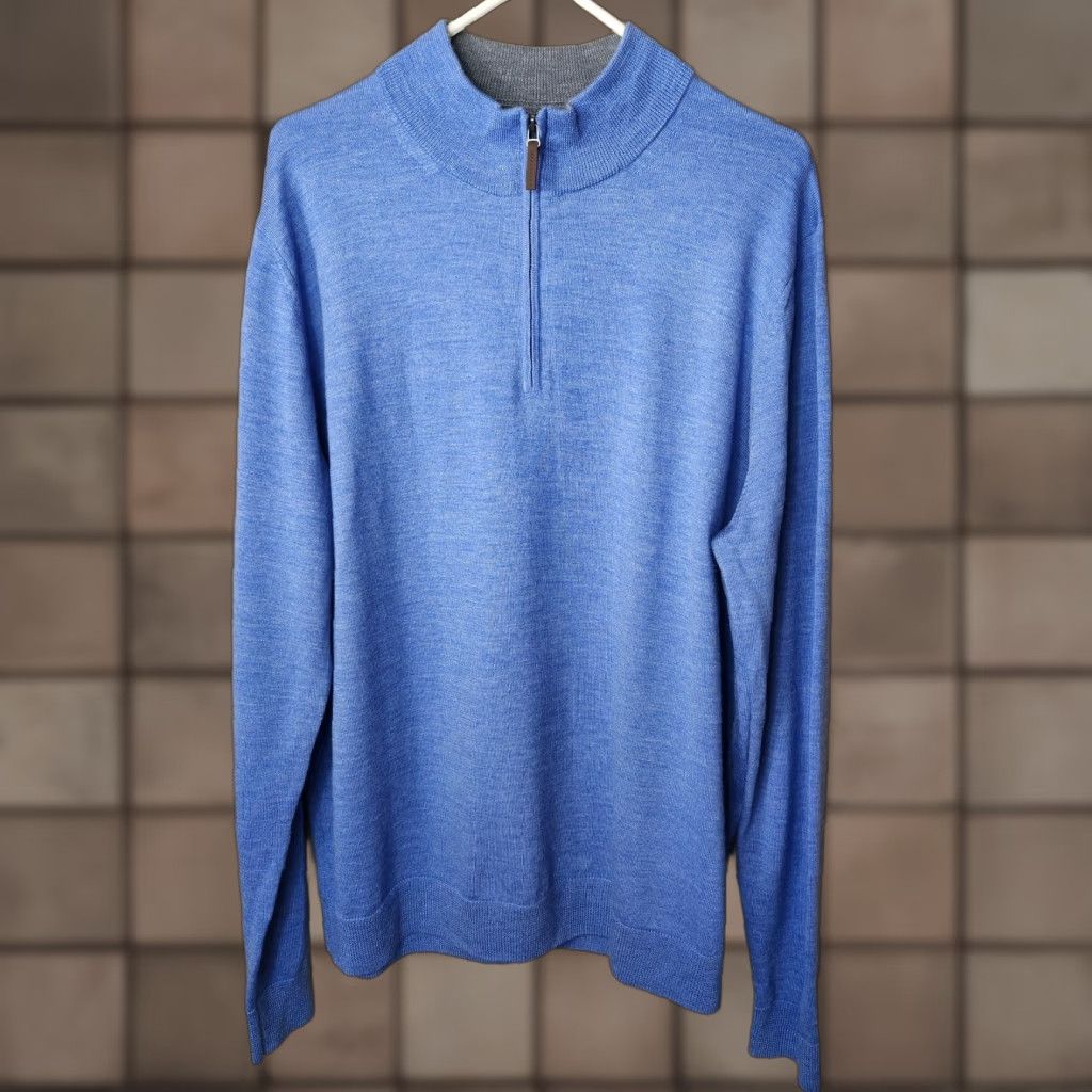 Nordstrom Nordstrom Mens Shop 100% Merino Wool Blue Quarter Zip Sweater-Size 2XL Size US XXL / EU 58 / 5 - 1 Thumbnail
