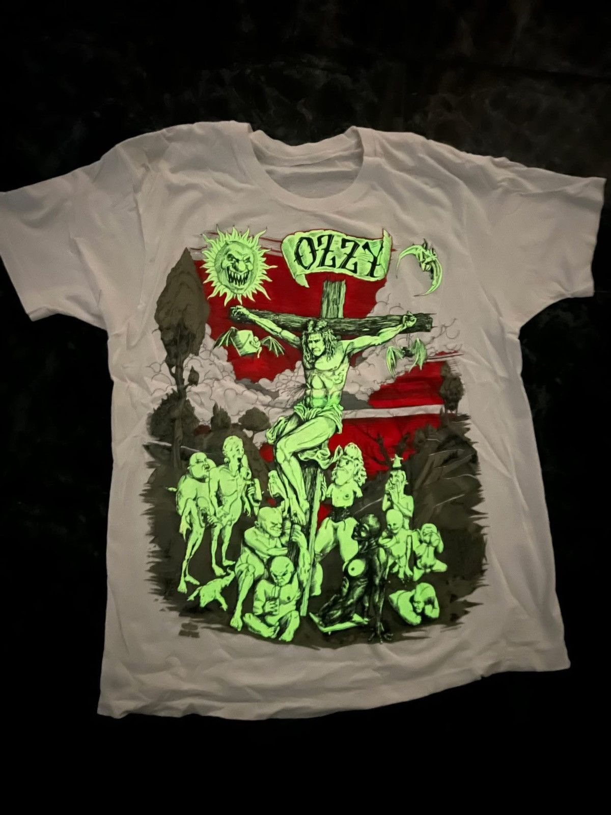 Ozzy Osbourne × Vintage Ozzy Osbourne (Jesus Ozzy : Grow in the dark) T Shirt Size US L / EU 52-54 / 3 - 3 Thumbnail