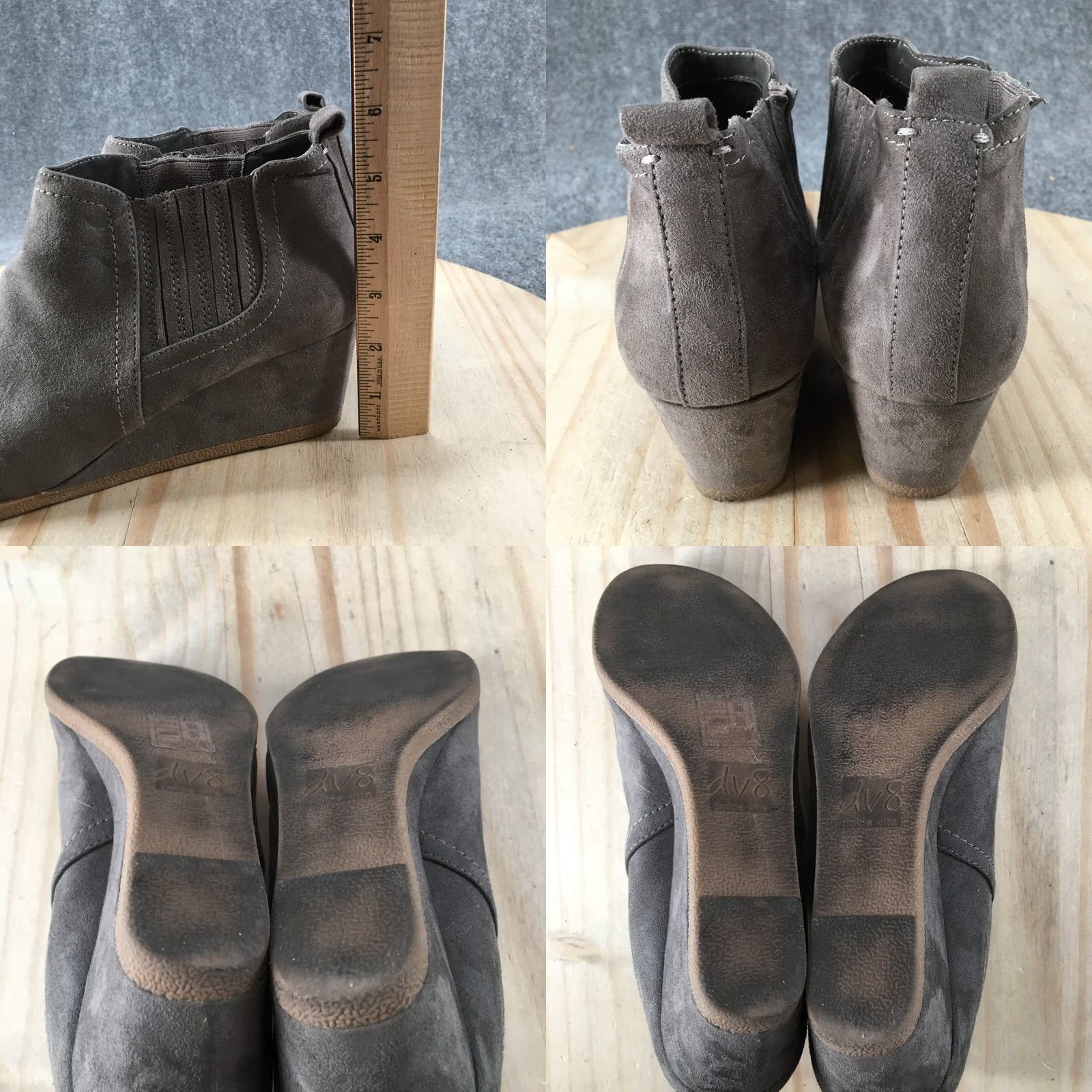 Dolce Vita DV8 By Dolce Vita Boots Womens 9 Ankle Booties Gray Suede Pull On Wedge Heel 2 1/2" Casual Size US 9 / IT 39 - 8 Thumbnail