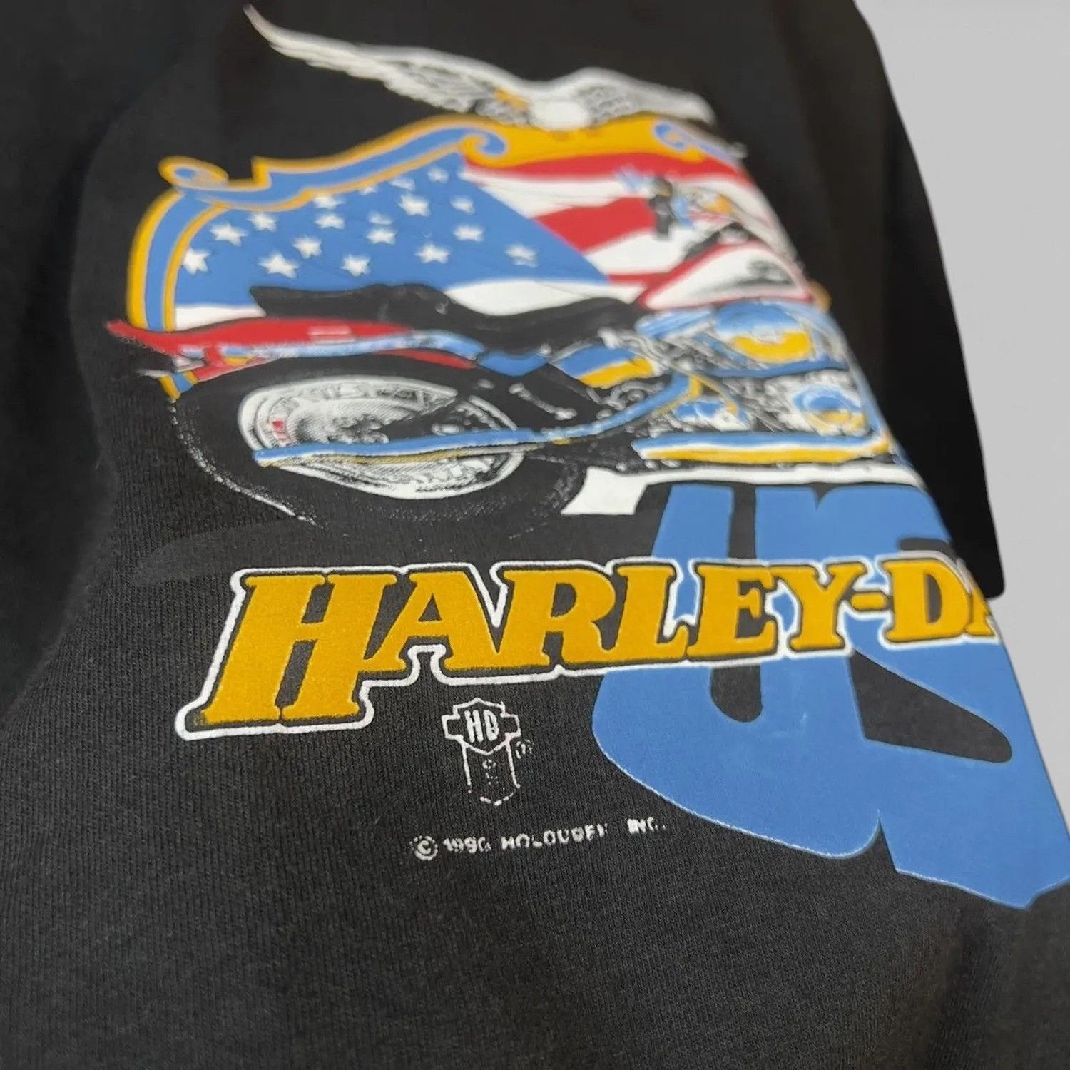 Harley Davidson Vintage 90s Harley Davidson USA Flag Graphic Logo Tee Shirt Size US XL / EU 56 / 4 - 3 Thumbnail