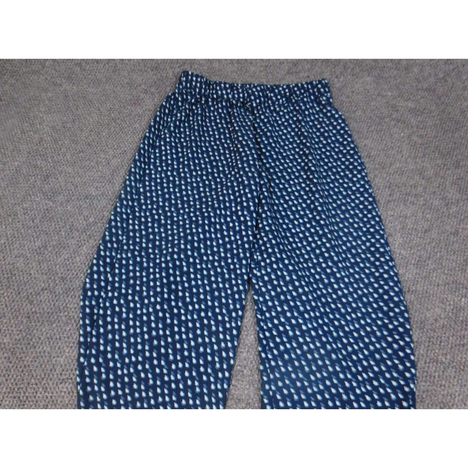 Vintage Rafaella Pants M blue Harem straight Women Regular Casual Knit Breathable 30in Inseam 28in Waist Crochet Floral Size 32" / US 10 / IT 46 - 7 Thumbnail