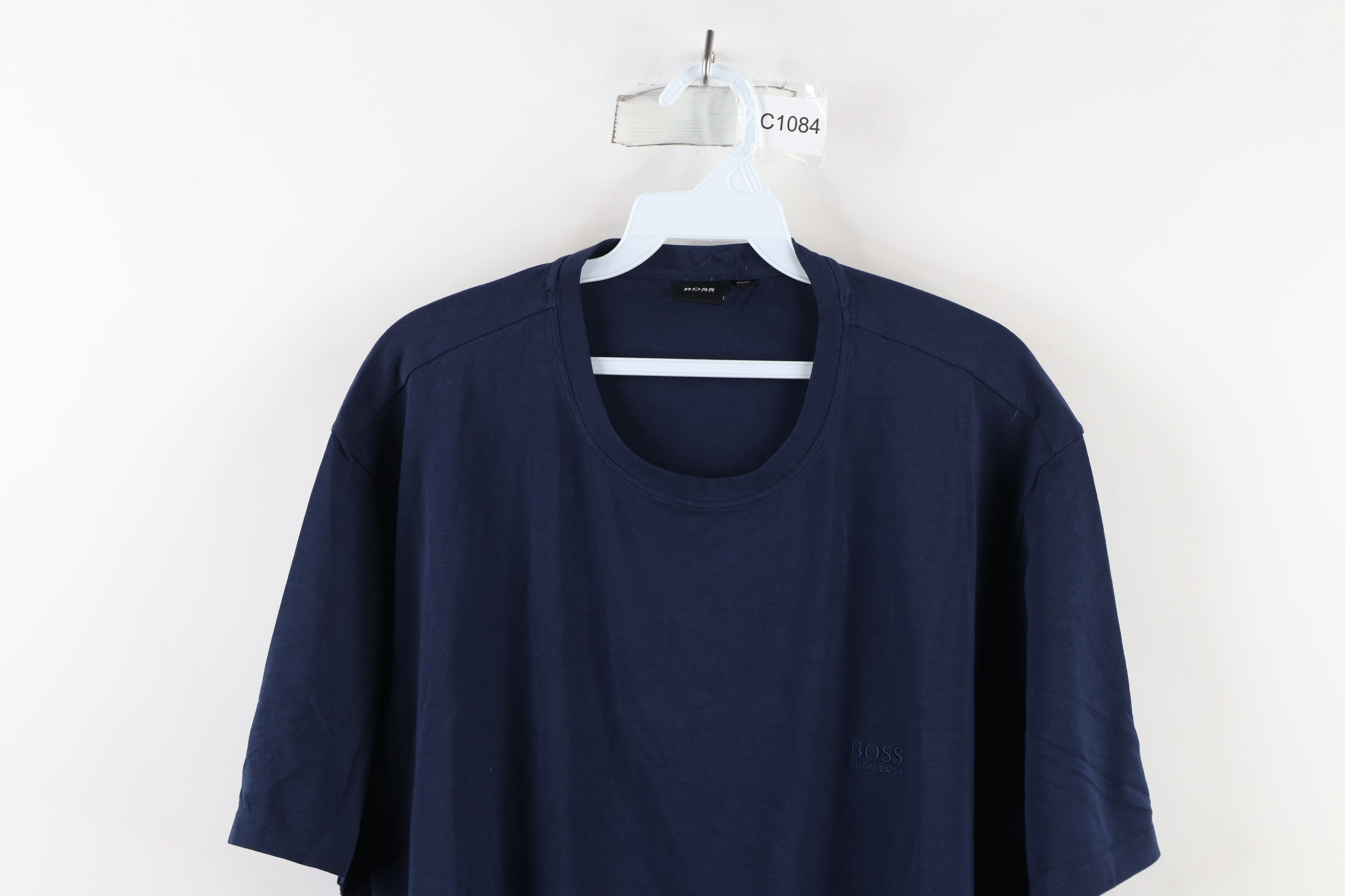Hugo Boss × Vintage Hugo Boss Spell Out Stretch Short Sleeve T-Shirt Navy Blue Size US XL / EU 56 / 4 - 2 Thumbnail