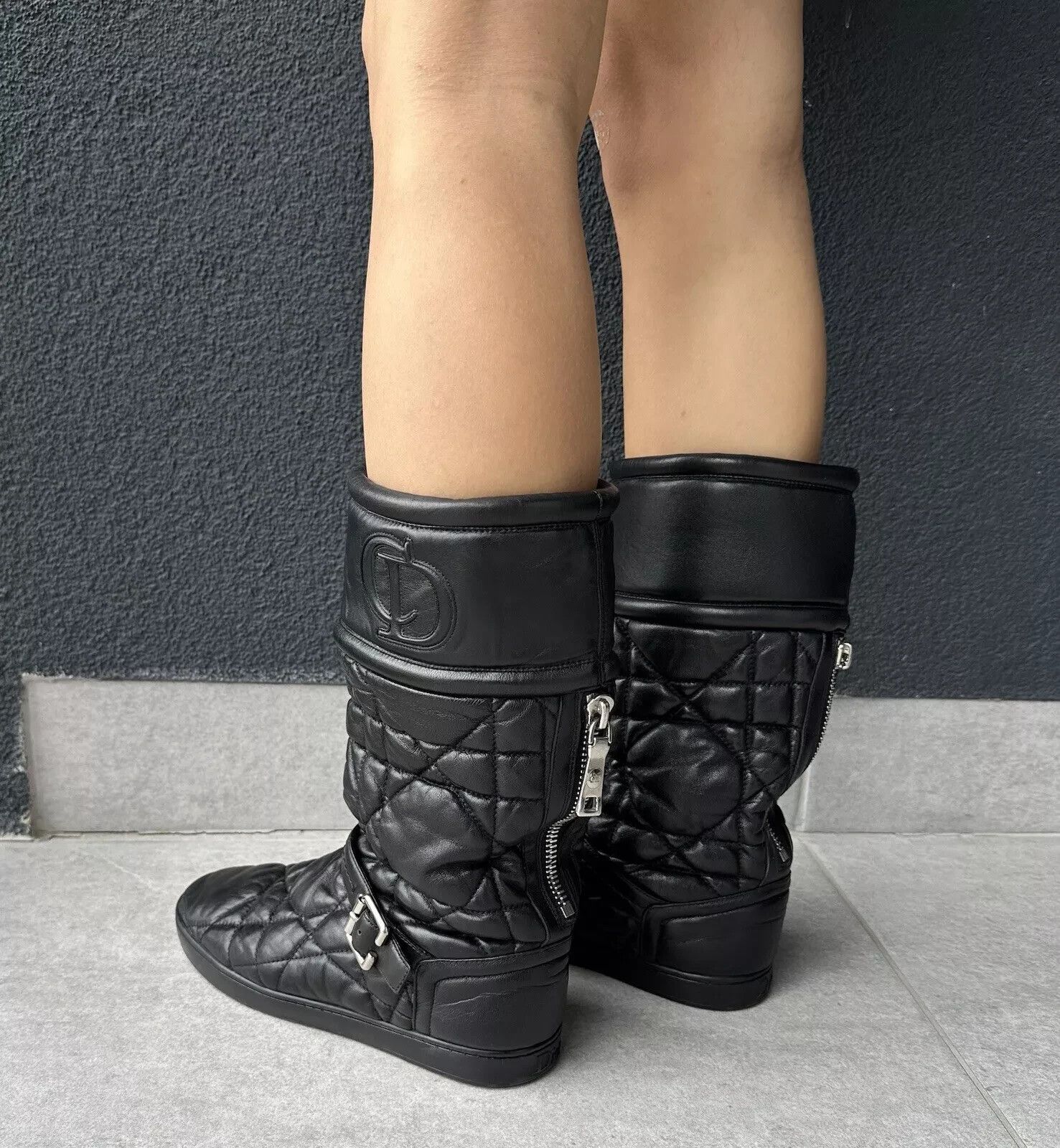 Dior CD Christian DIOR vintage women soft leather QUILTED BOOTS Size US 7.5 / IT 37.5 - 7 Thumbnail