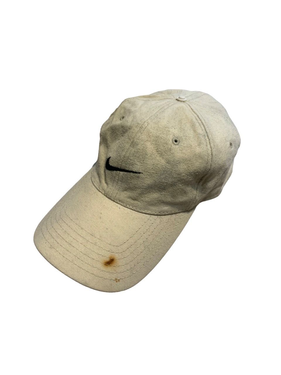 Nike × Vintage Vintage Nike 90’s Cap Hat Baseball Dad Beige Swoosh Drill Size ONE SIZE - 1 Thumbnail