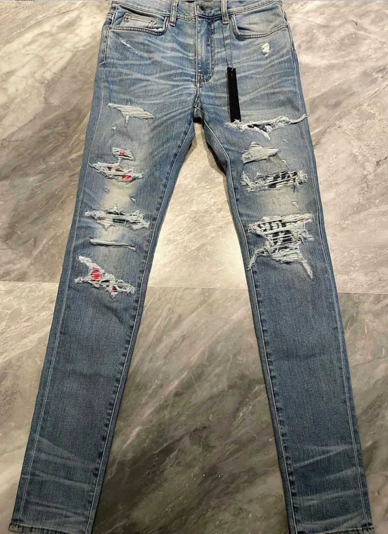 Amiri Amiri multi-element colorful limited patchwork blue jeans Size US 31 - 1 Thumbnail