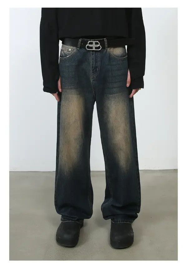 VIBE Washed vintage distressed straight loose jeans Size US 34 / EU 50 - 8 Thumbnail
