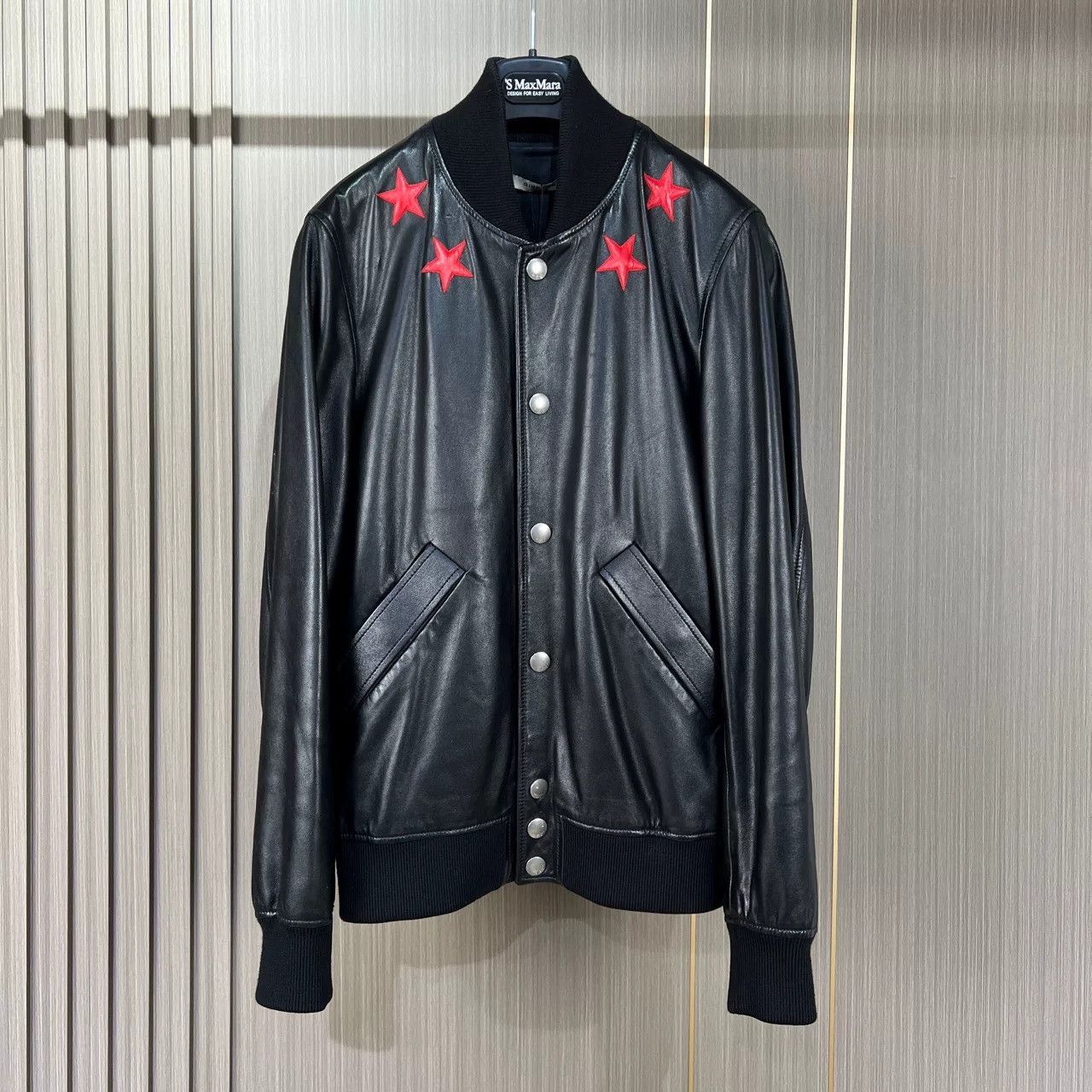 Givenchy Givenchy Black Leather Baseball Jacket Size US M / EU 48-50 / 2 - 1 Thumbnail