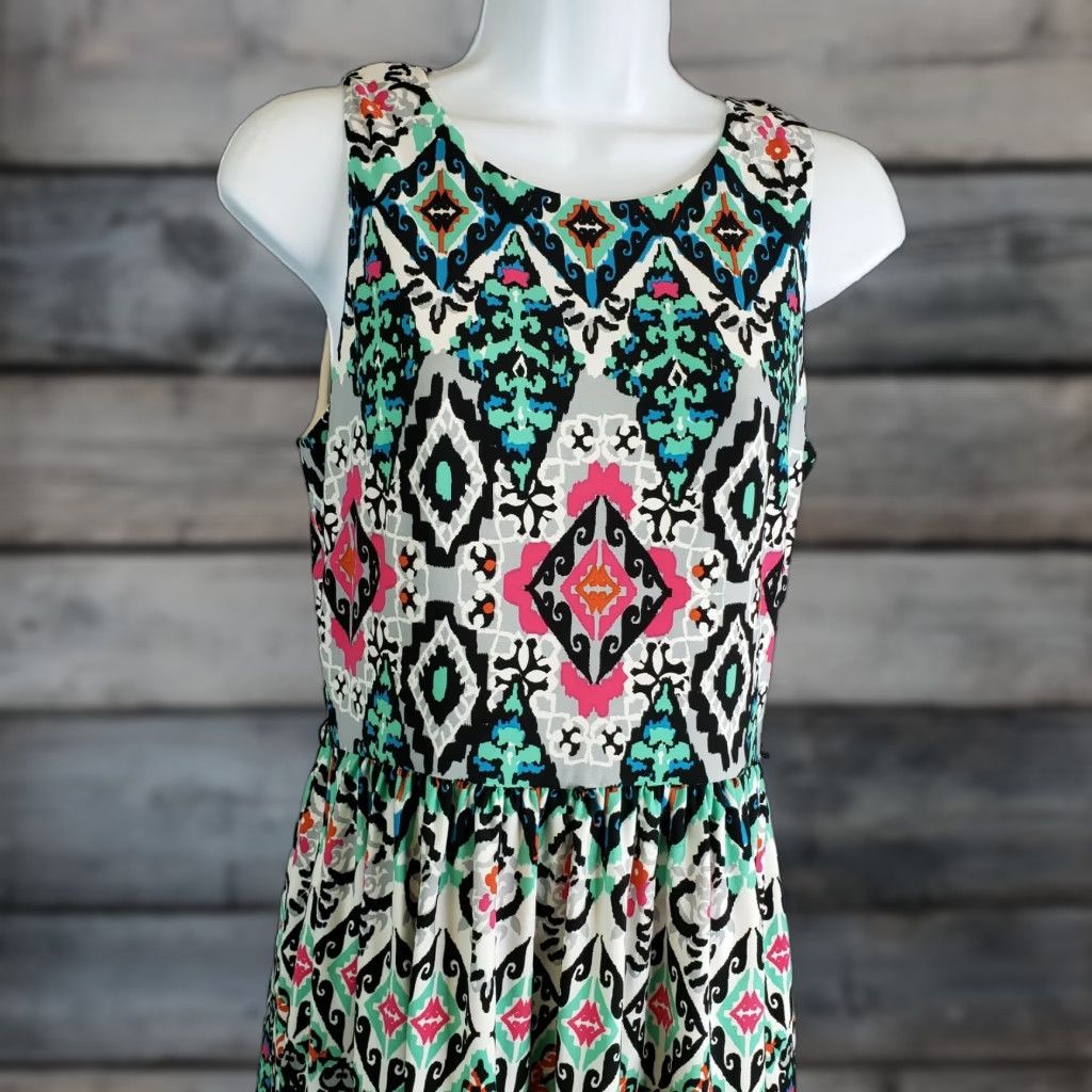 Vintage Eliza J Womens Dress Sleeveless Geometric Sz 6 Black Pink Size M / US 6-8 / IT 42-44 - 1 Thumbnail