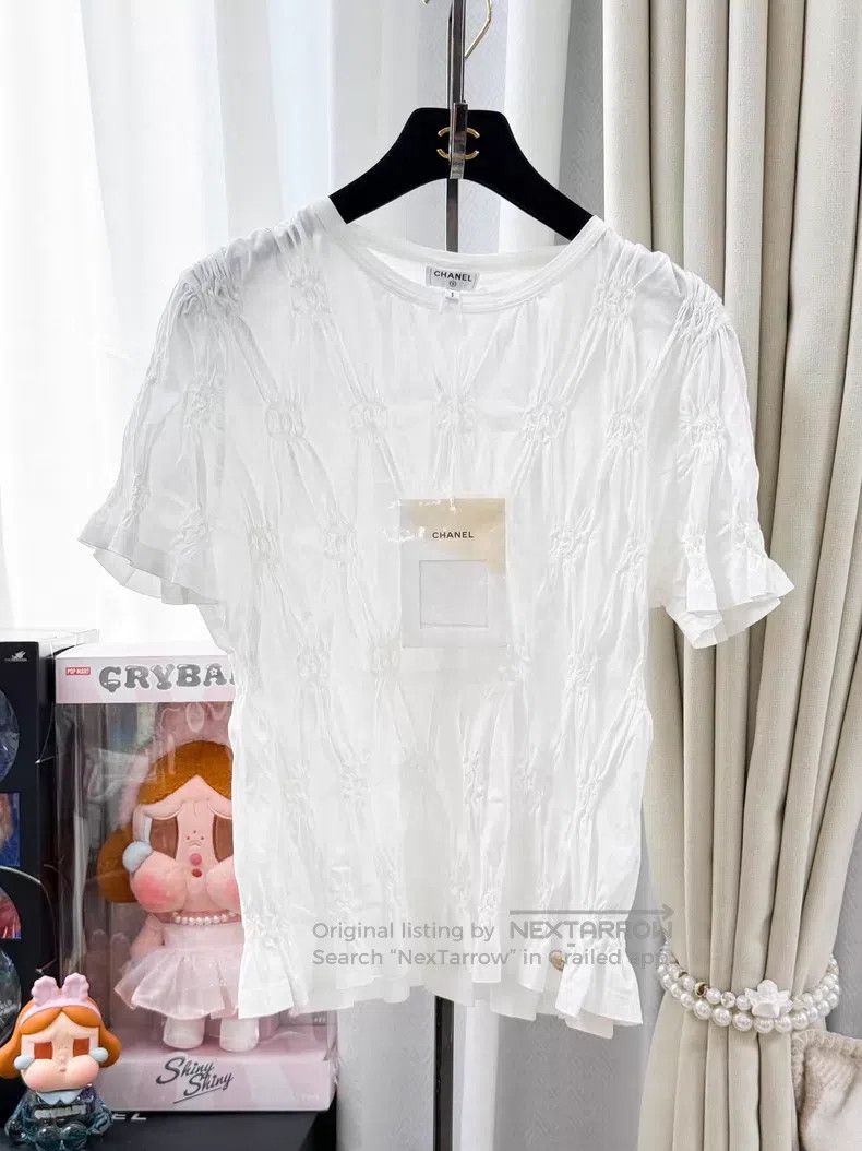 Chanel Chanel Pleated double C logo short sleeves Size S / US 4 / IT 40 - 1 Thumbnail