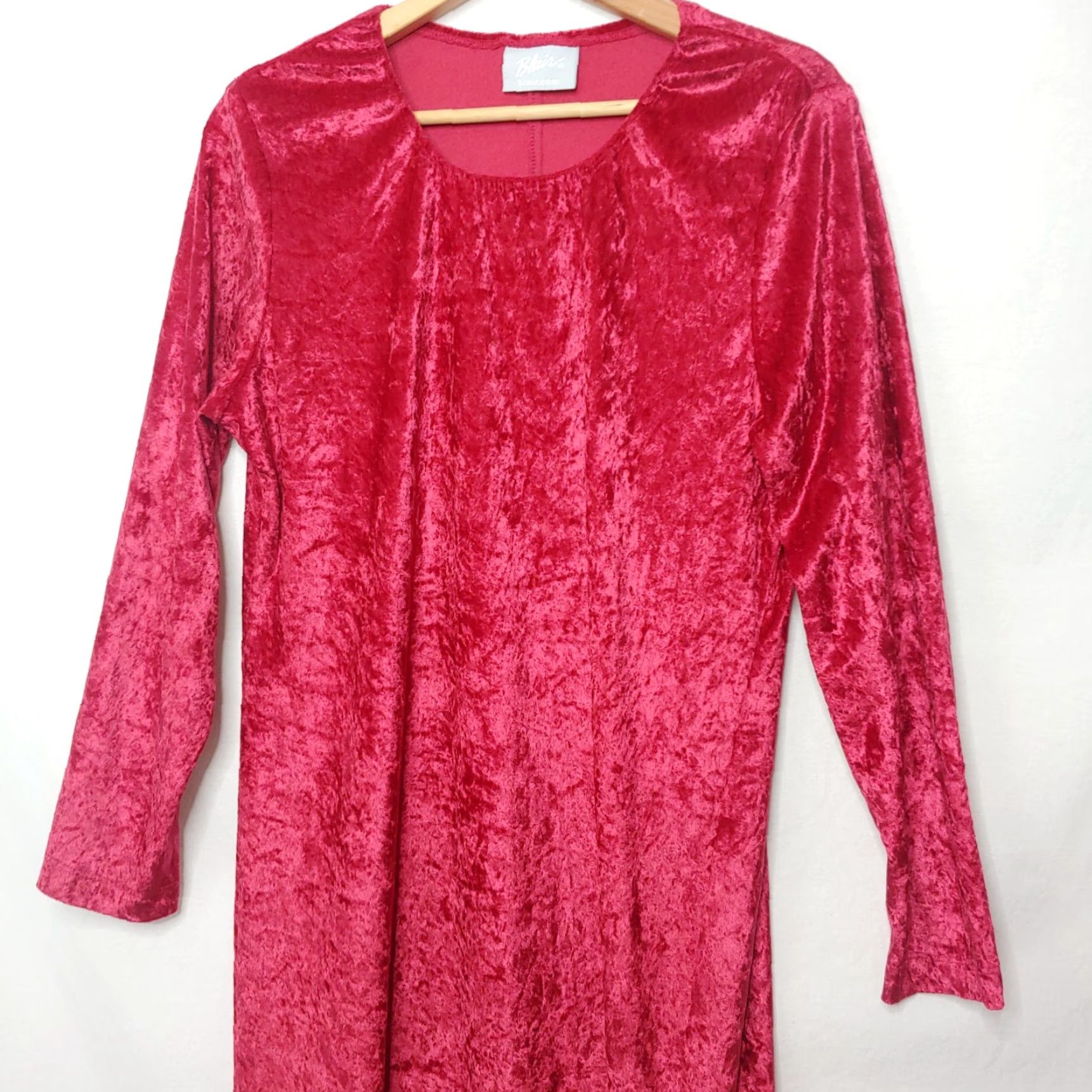 Blair Blair Dress Women Large Red Crushed Velour Maxi Long Sleeve Gothic EUC Size L / US 10 / IT 46 - 3 Thumbnail