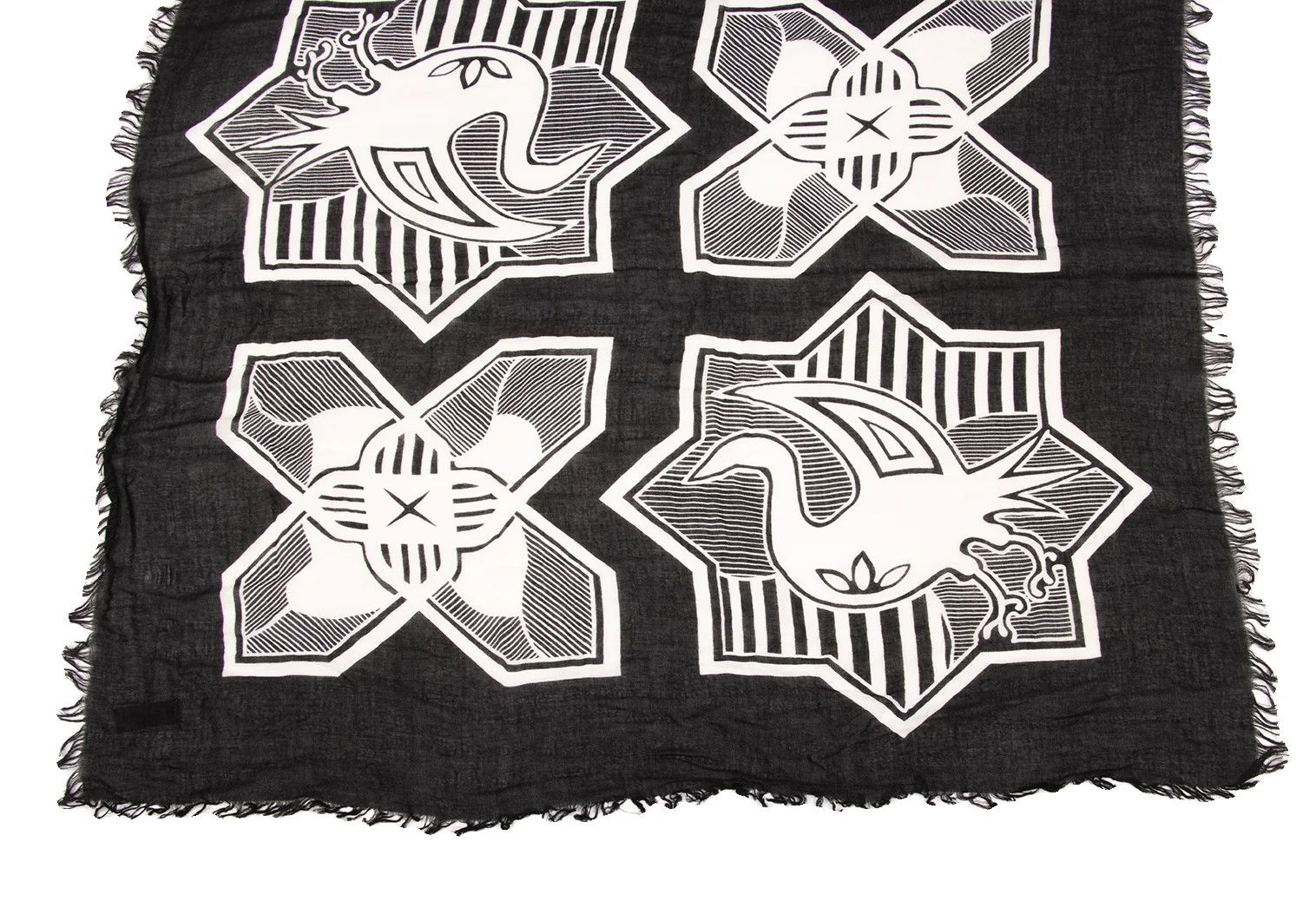 Yohji Yamamoto Yohji Yamamoto Family Crest Print Fringe Scarf Size ONE SIZE - 4 Thumbnail
