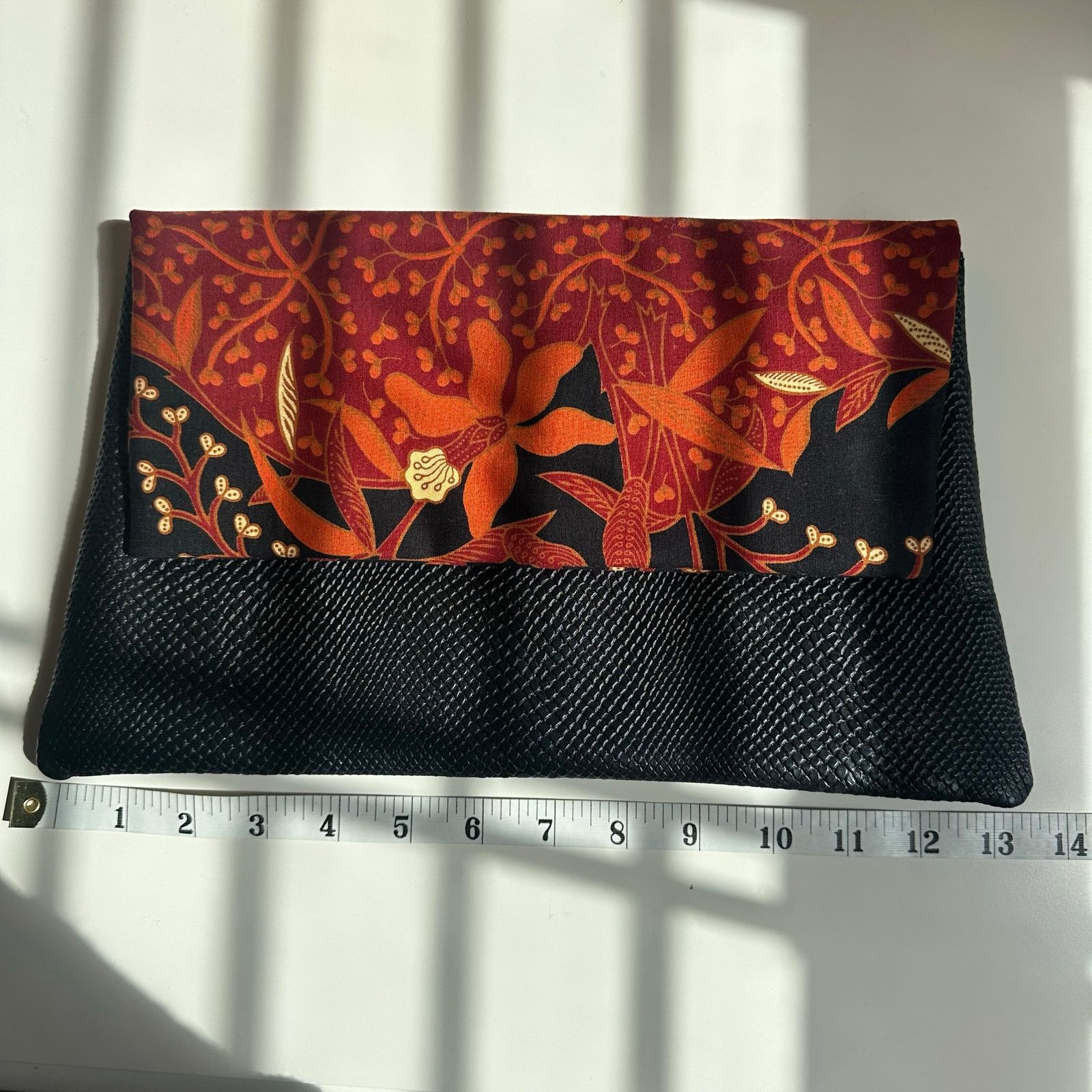 Clutch Envelope Fold Over Genuine Leather Batik Print Lined