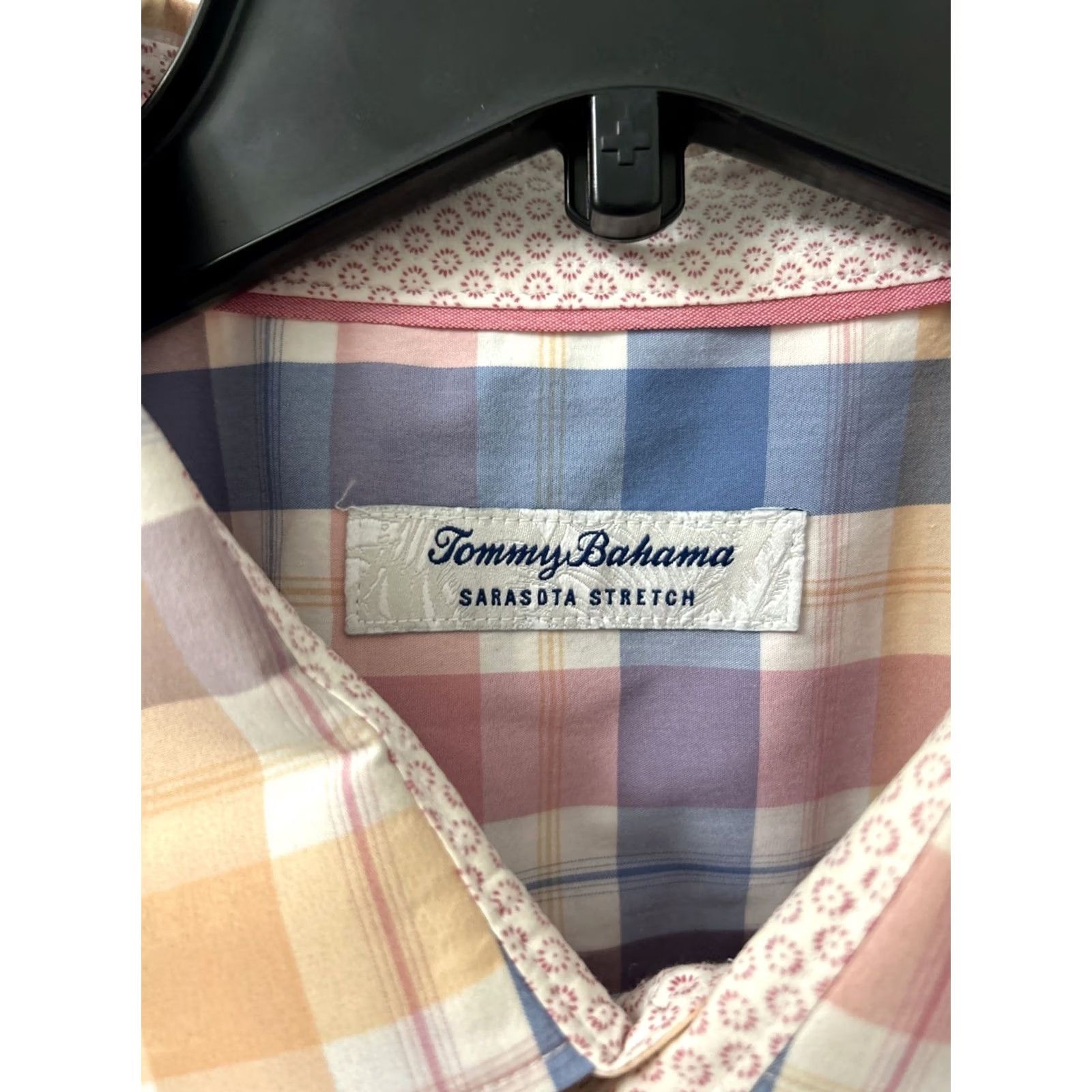 Tommy Bahama Tommy Bahama Sarasota Stretch Shirt Mens XL Pink Plaid Button-Up L/S Colorful, Preppy, Classic, Hawaiian, Dressy, Casual, Workwear Size US XL / EU 56 / 4 - 5 Thumbnail