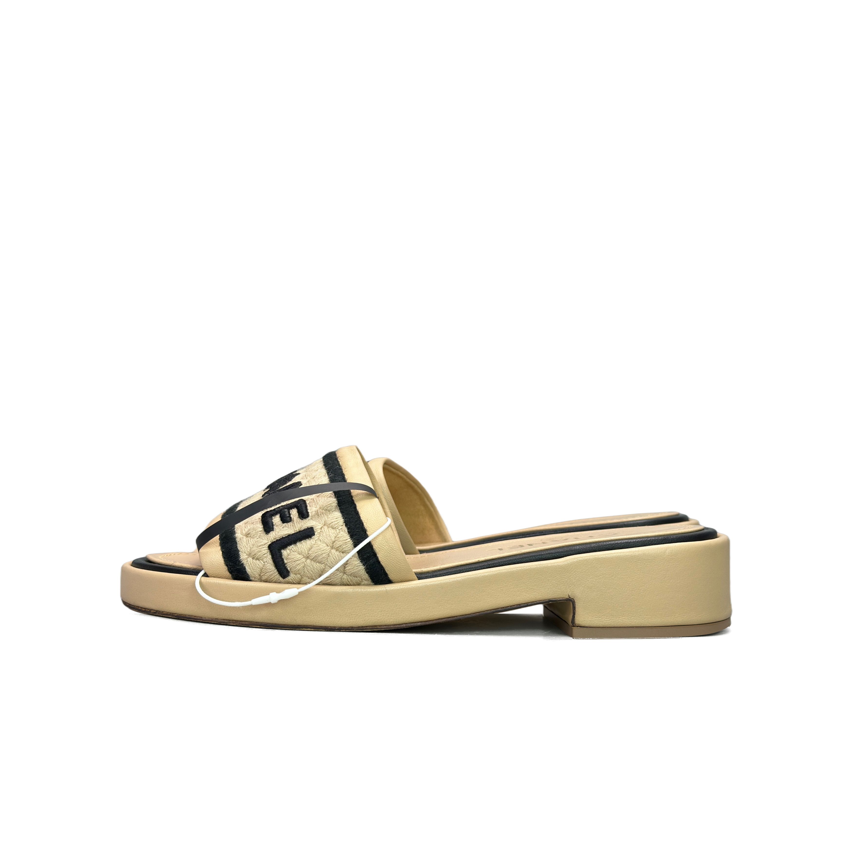 Chanel CHANEL Logo Slide Sandals Size 37.5 Size US 7.5 / IT 37.5 - 1 Thumbnail