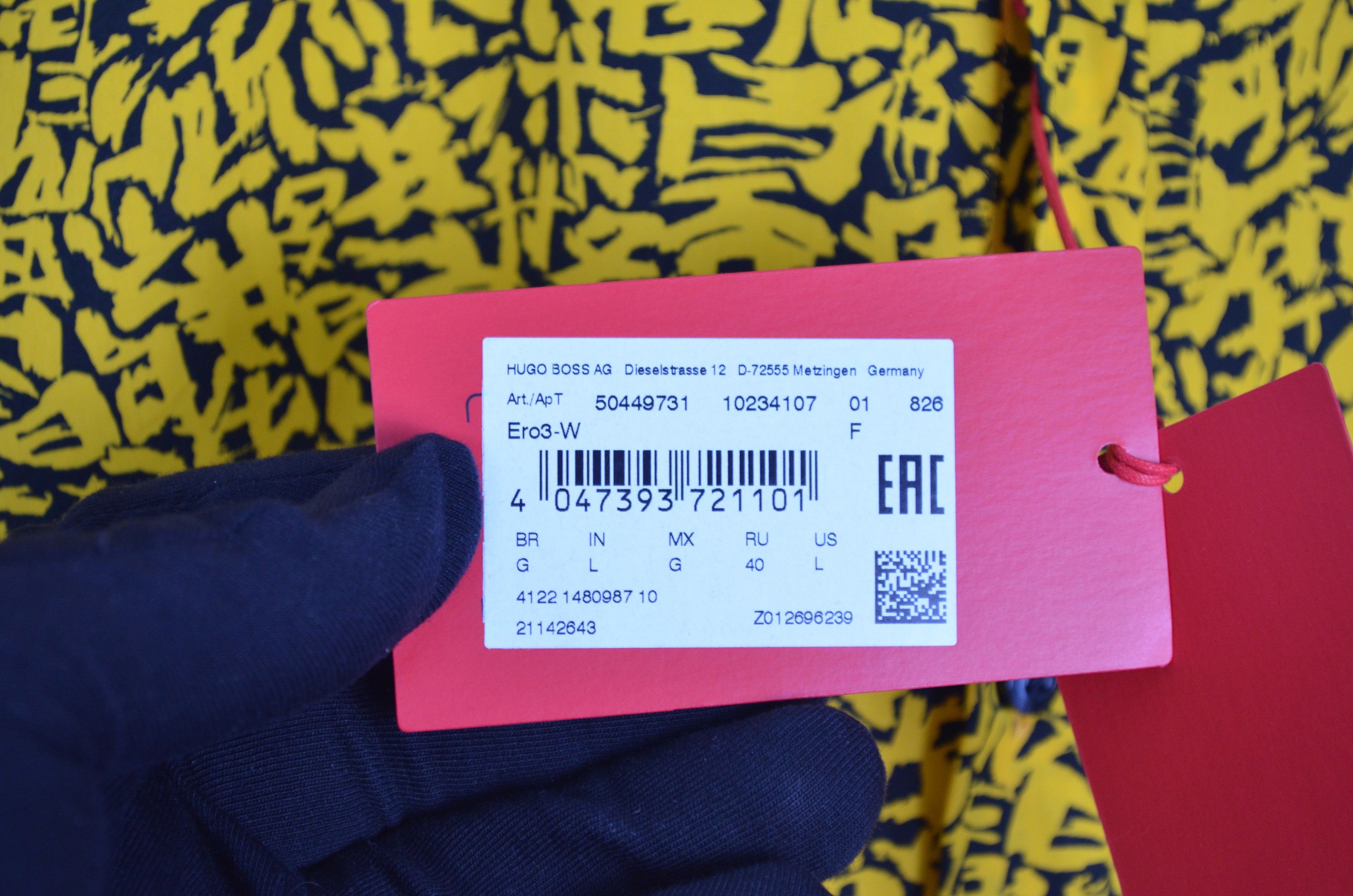 Hugo Boss Hugo Boss Yellow Abstract Print Extra Slim Fit Shirt Size M Size US M / EU 48-50 / 2 - 4 Thumbnail