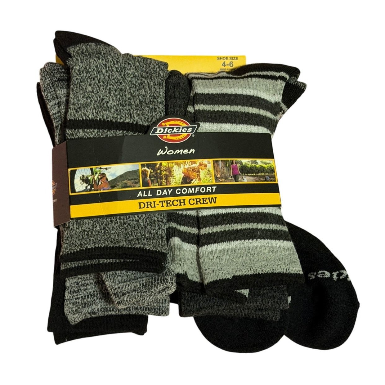 Dickies Dickies Black Gray Dri Tech Crew All Day Comfort Socks Size ONE SIZE - 1 Thumbnail