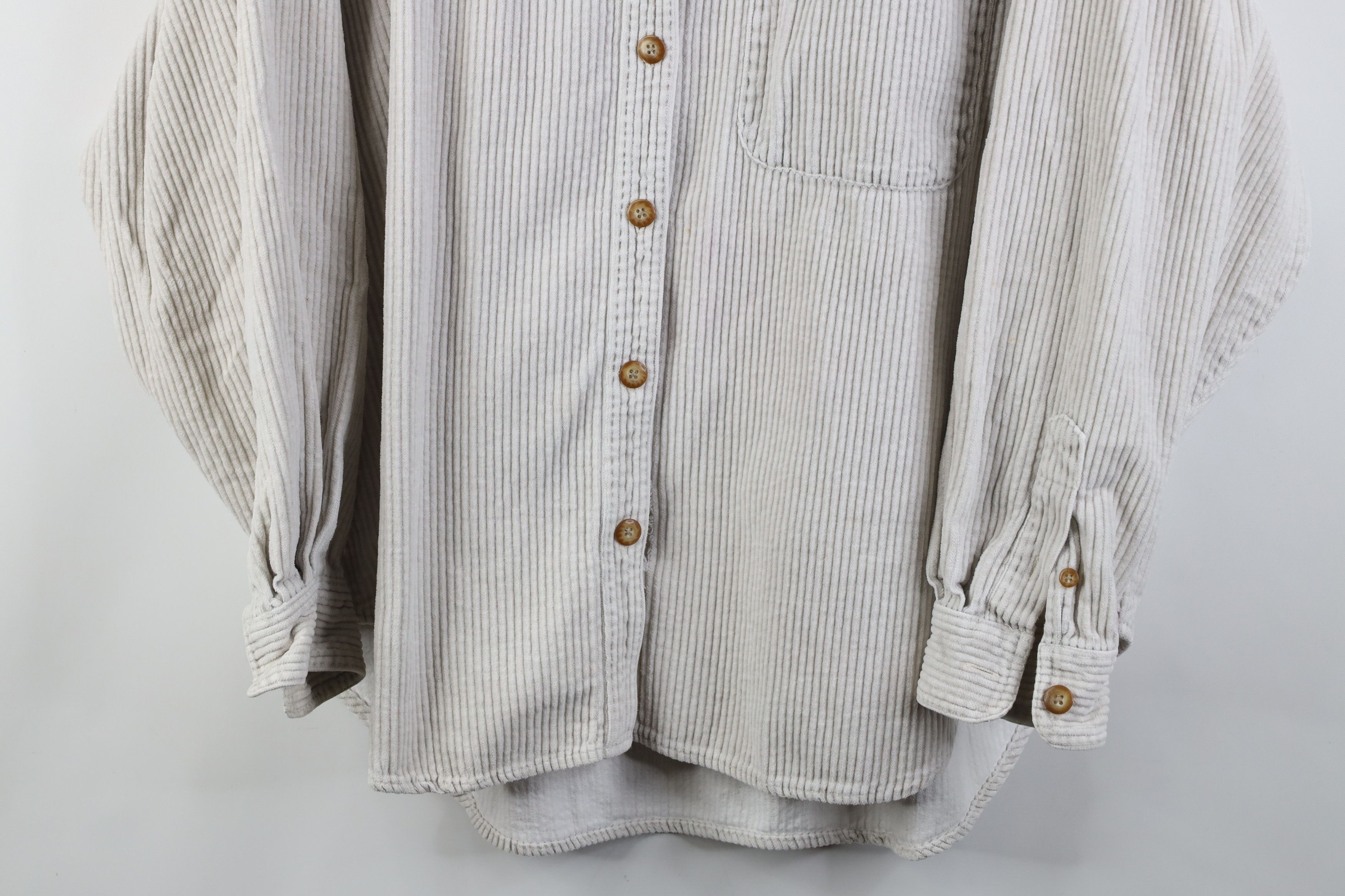 Eddie Bauer Vintage 90s Eddie Bauer Heavy Corduroy Button Shirt Gray Size L / US 10 / IT 46 - 3 Thumbnail