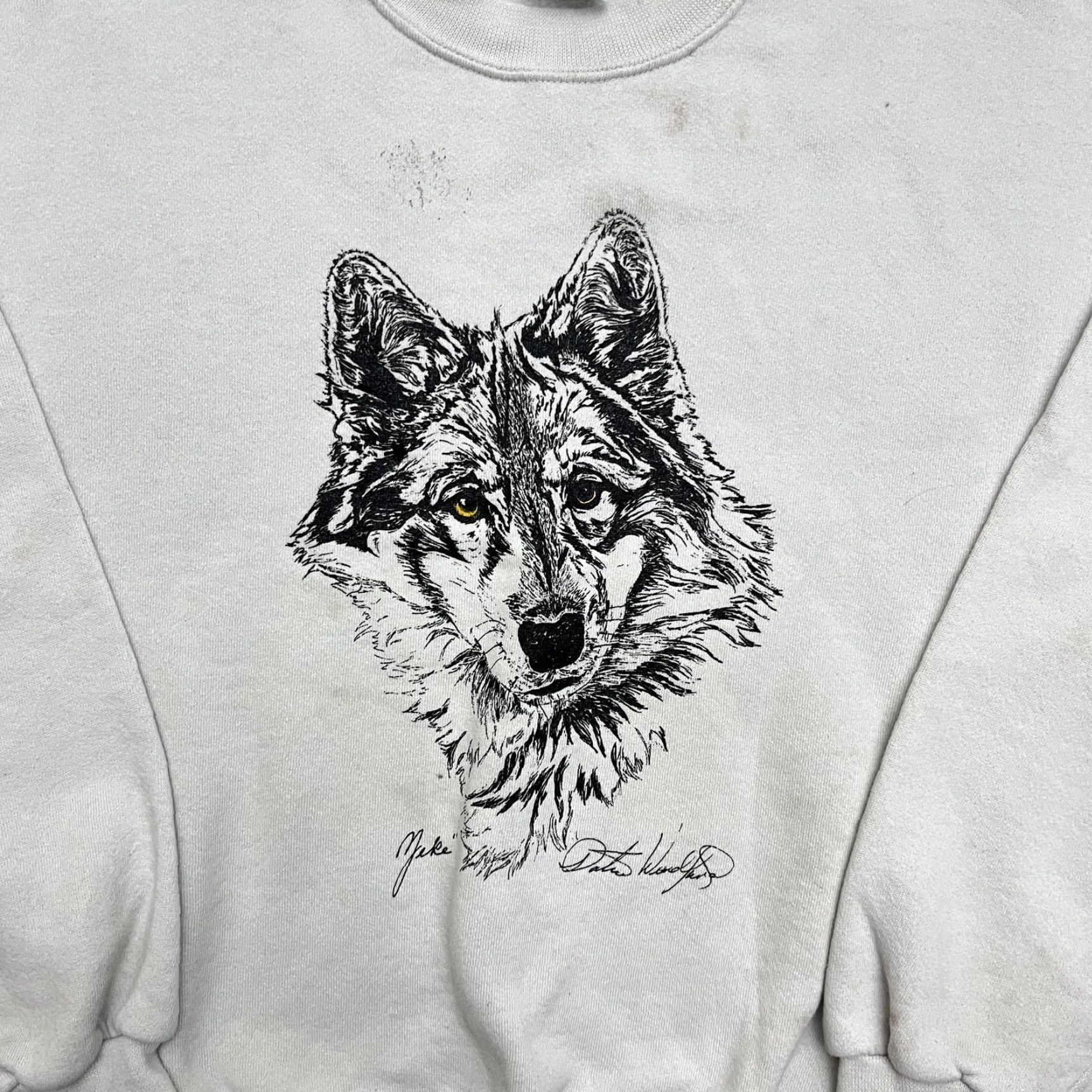 Jerzees VINTAGE Jerzees Sweatshirt Pullover Mens Medium Wolf Graphic Print Gray 90s Size US M / EU 48-50 / 2 - 3 Thumbnail