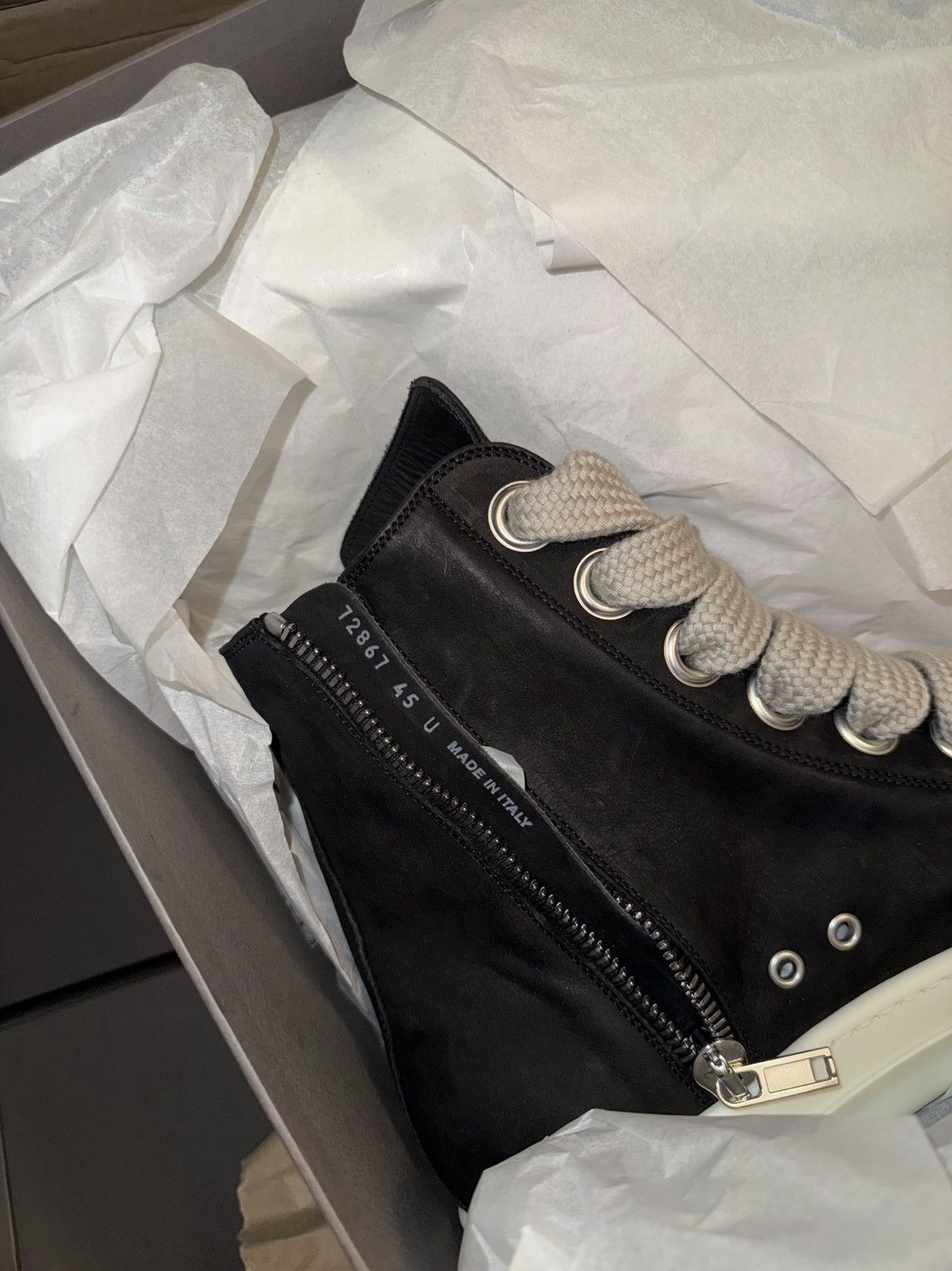 Rick Owens Rick Owen’s jumbo grained leather jumbo lace sneakers Size US 12 / EU 45 - 11 Thumbnail