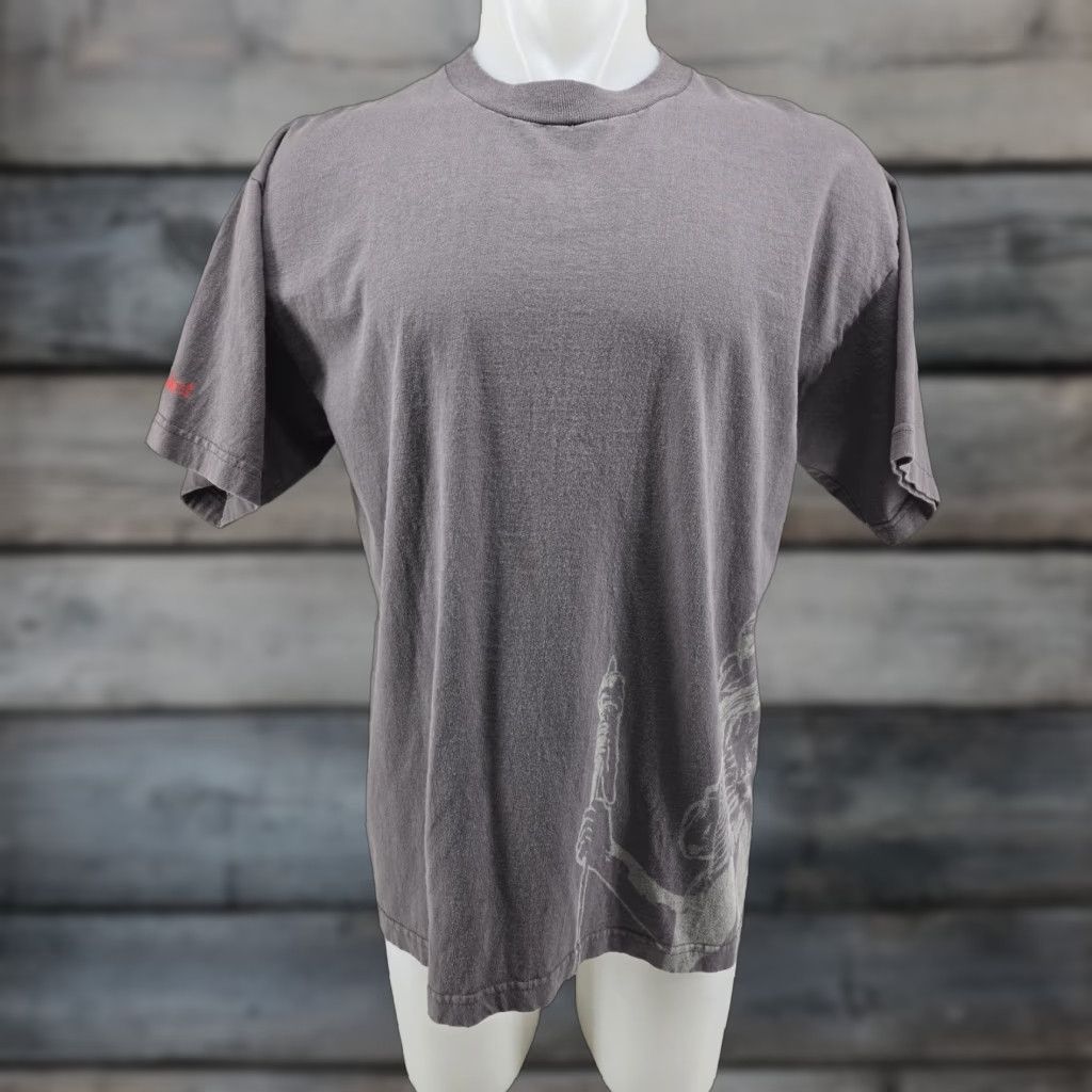 Vintage VINTAGE Bayside Shirt Mens XL T-Shirt Gray 90s Cowboy USA Graphic Print Logo Size US XL / EU 56 / 4 - 1 Thumbnail