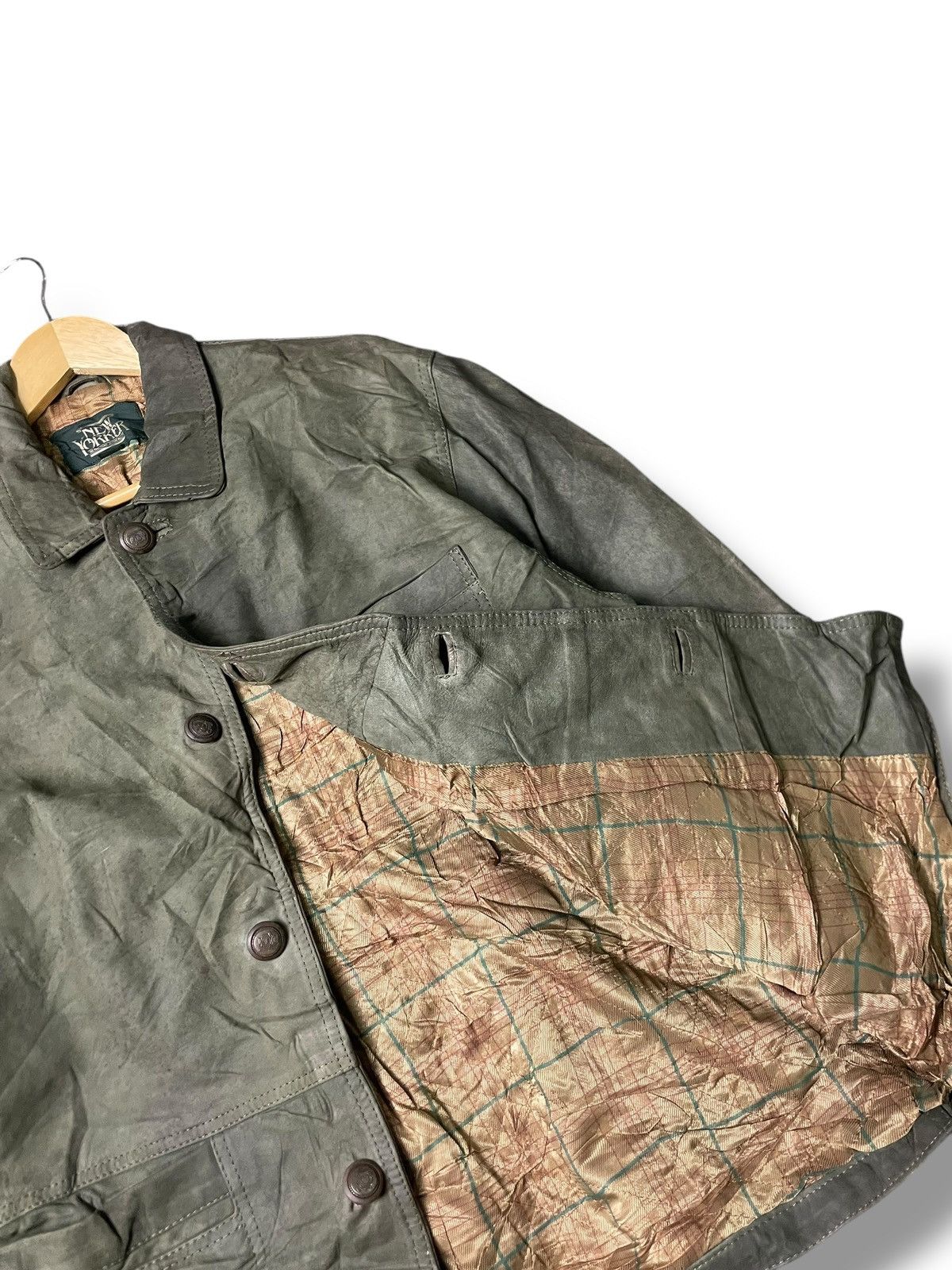 Vintage New Yorker Brand Wax Leather Jacket (64) Size US M / EU 48-50 / 2 - 8 Thumbnail