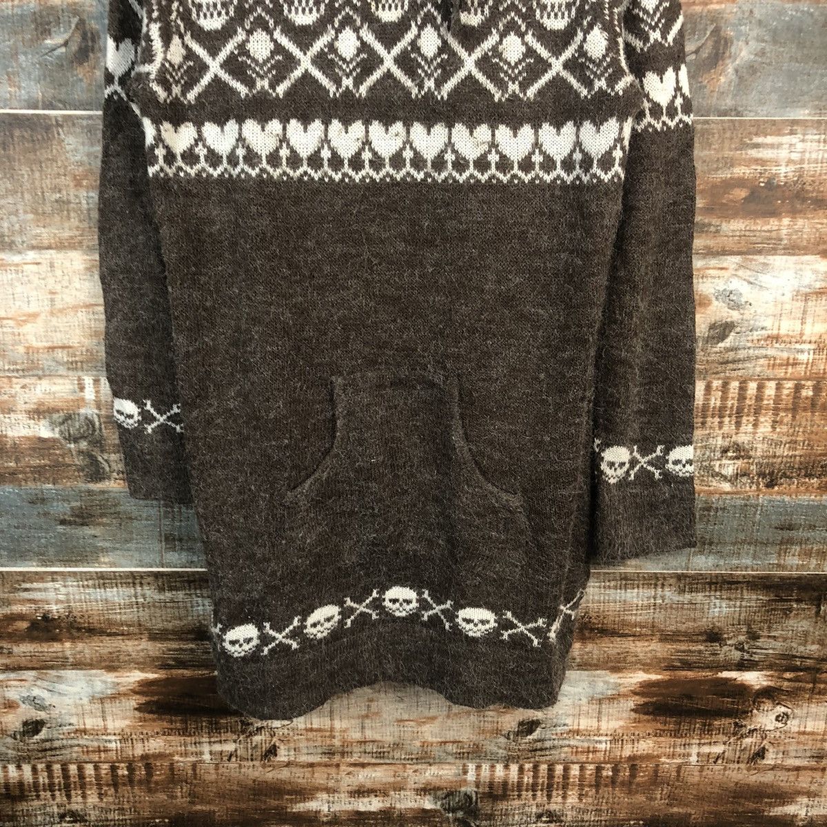 Homespun Knitwear × Japanese Brand DL Taji skull Black Hoodie Knitwear #C582 Size M / US 6-8 / IT 42-44 - 3 Thumbnail