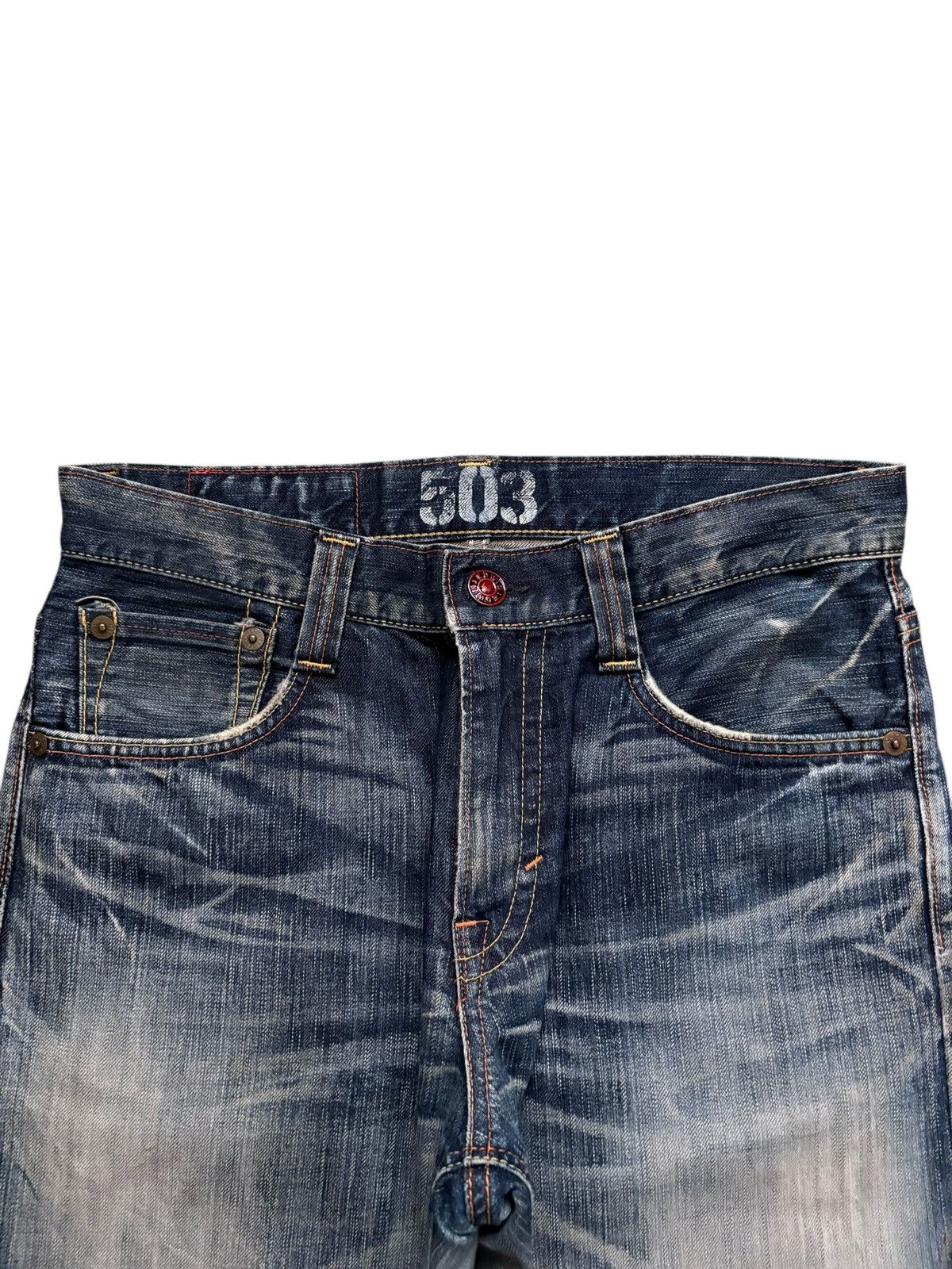 Edwin × Japanese Brand Vintage Japanese Edwin Faded Mud Wash Distress Flare Jeans Size US 33 - 4 Thumbnail