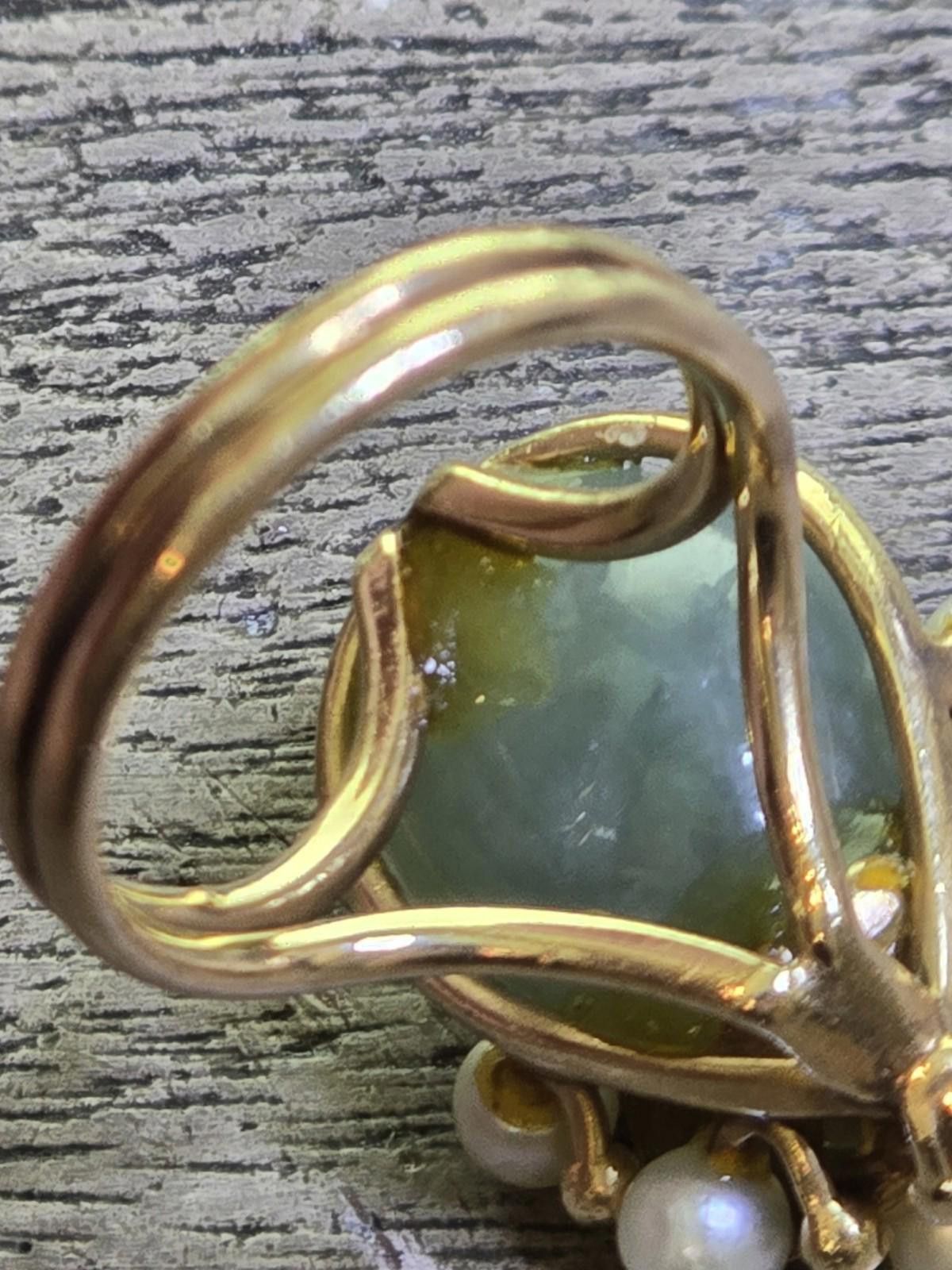 Other Ming's Hawaii 14k Solid Gold Jade Pear Ring Vintage Sz 4.5 Size ONE SIZE - 7 Thumbnail