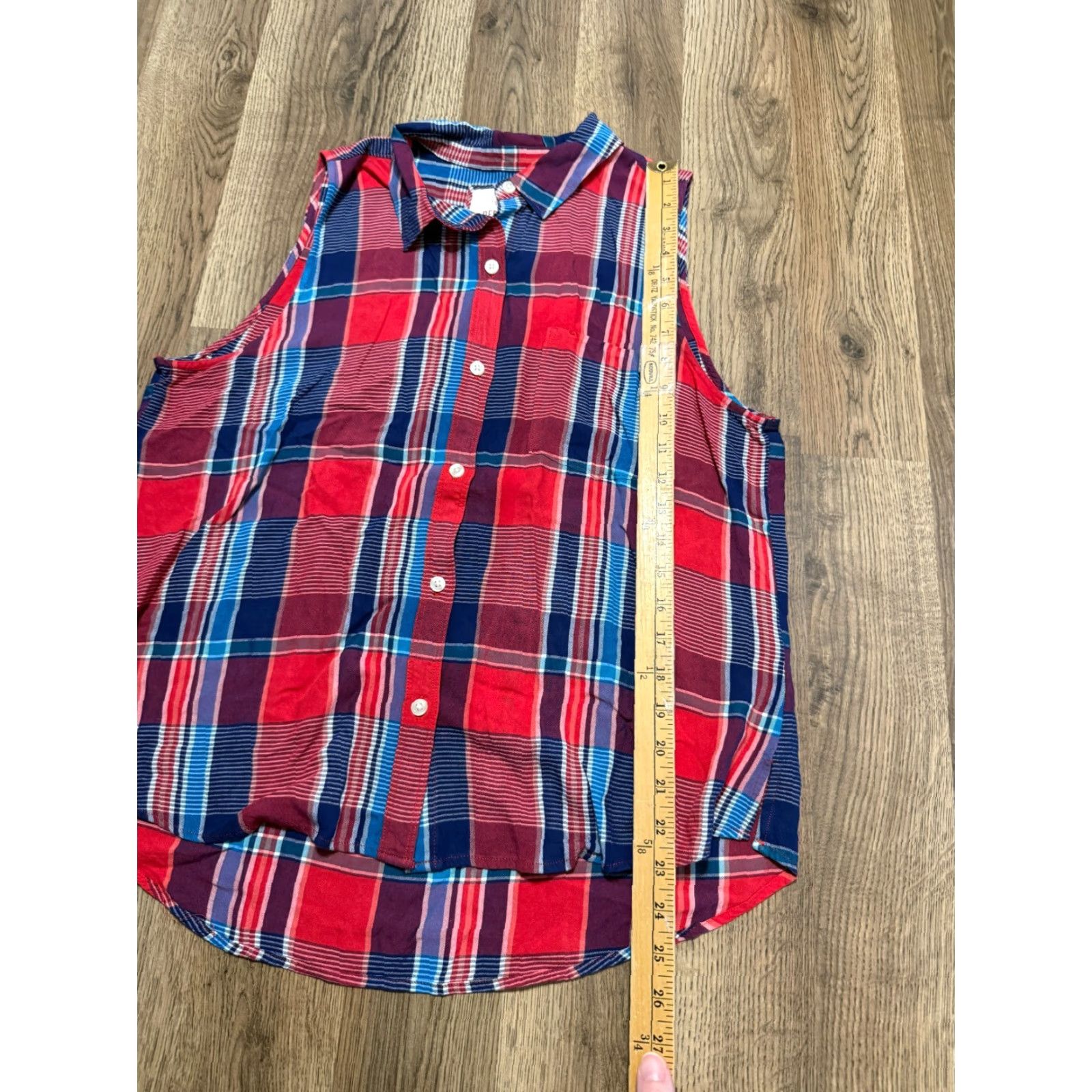 Vintage SO Tank Top Women's XL Red Plaid Relaxed Button Up Shirt Tank NOS? Size XL / US 12-14 / IT 48-50 - 7 Thumbnail