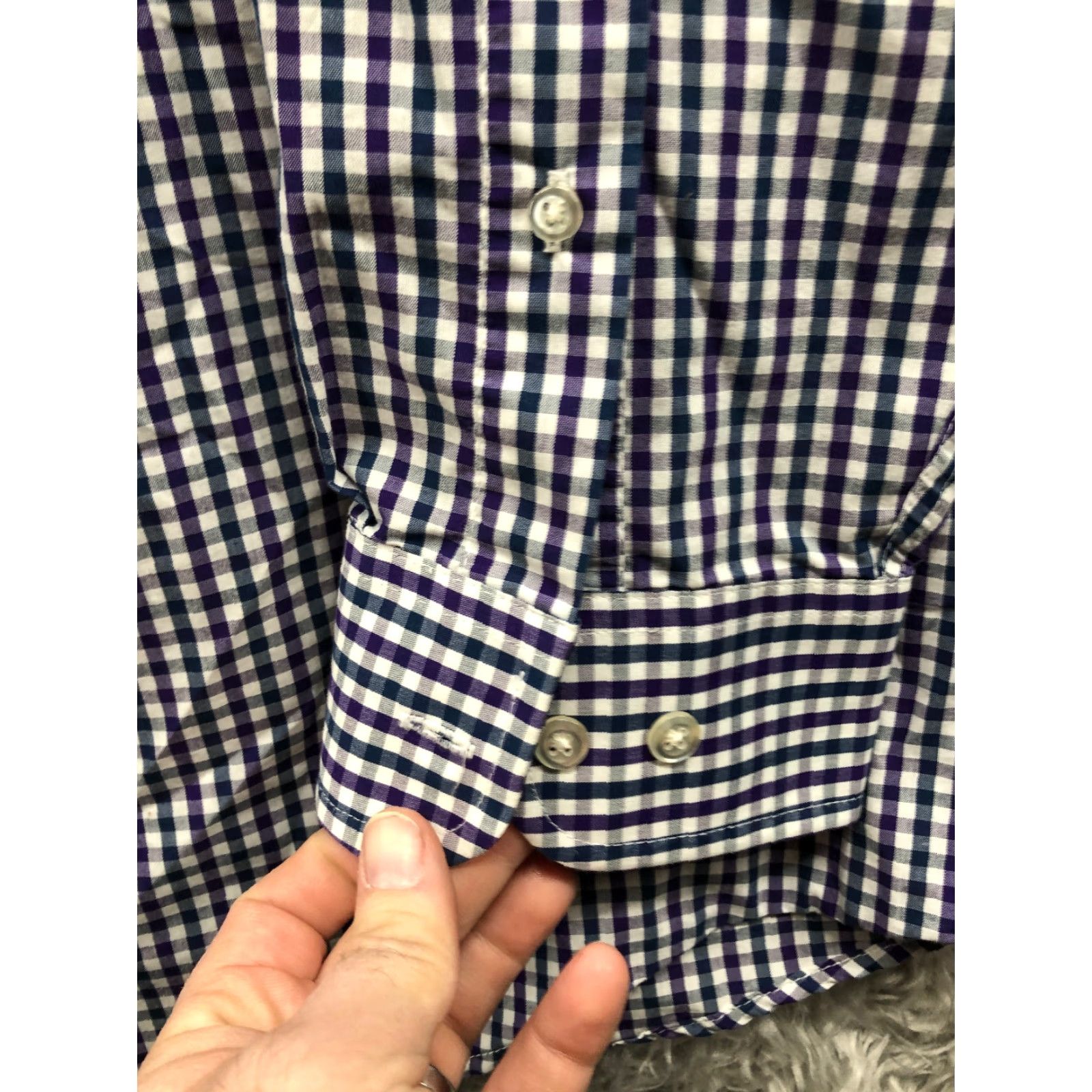Vintage John Bartlett Shirt 16.5 32/33 Mens Blue Long Sleeve Spread Collar Plaid Shirt Size US XL / EU 56 / 4 - 3 Thumbnail