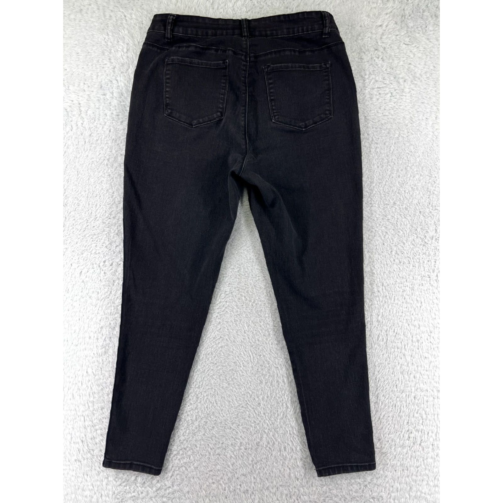 Vintage WAX JEAN Jeans Womens 16 Black Cotton Blend Denim Medium Wash Tapered 5-Pocket Design Zip Inseam 26 in Mid Rise Cotton Blend Size 38" / US 16 / IT 52 - 2 Thumbnail