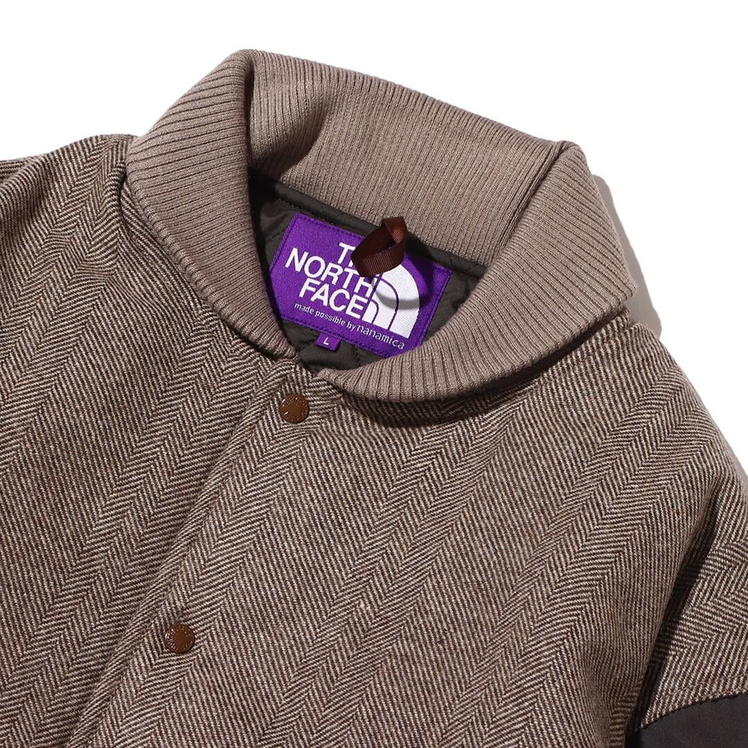 Nanamica × The North Face Purple Label Herringbone Tweed Varsity Jacket Beige Size US XL / EU 56 / 4 - 4 Thumbnail