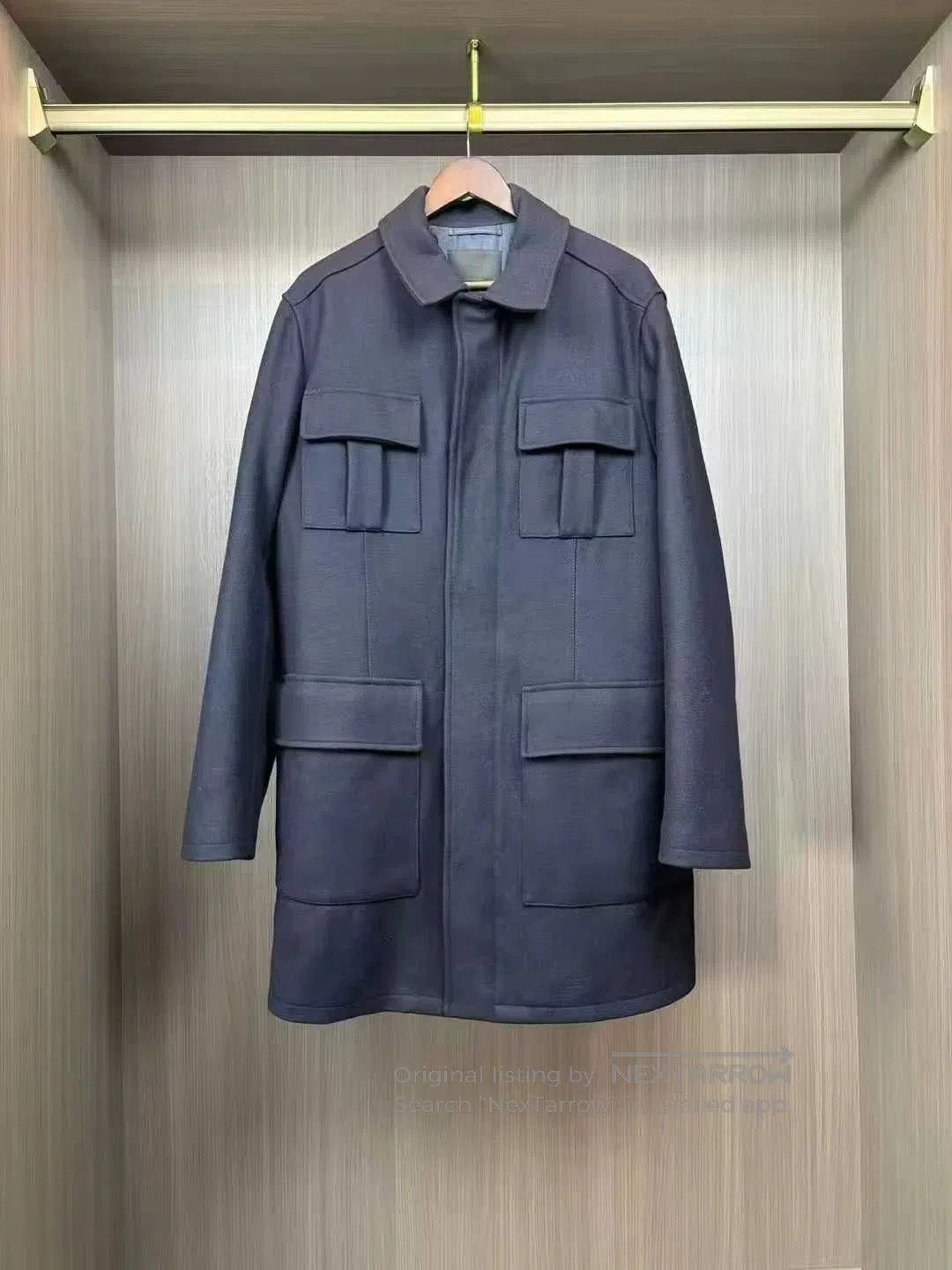 Prada navy blue wool pocket military coat. Size US L / EU 52-54 / 3 - 1 Thumbnail