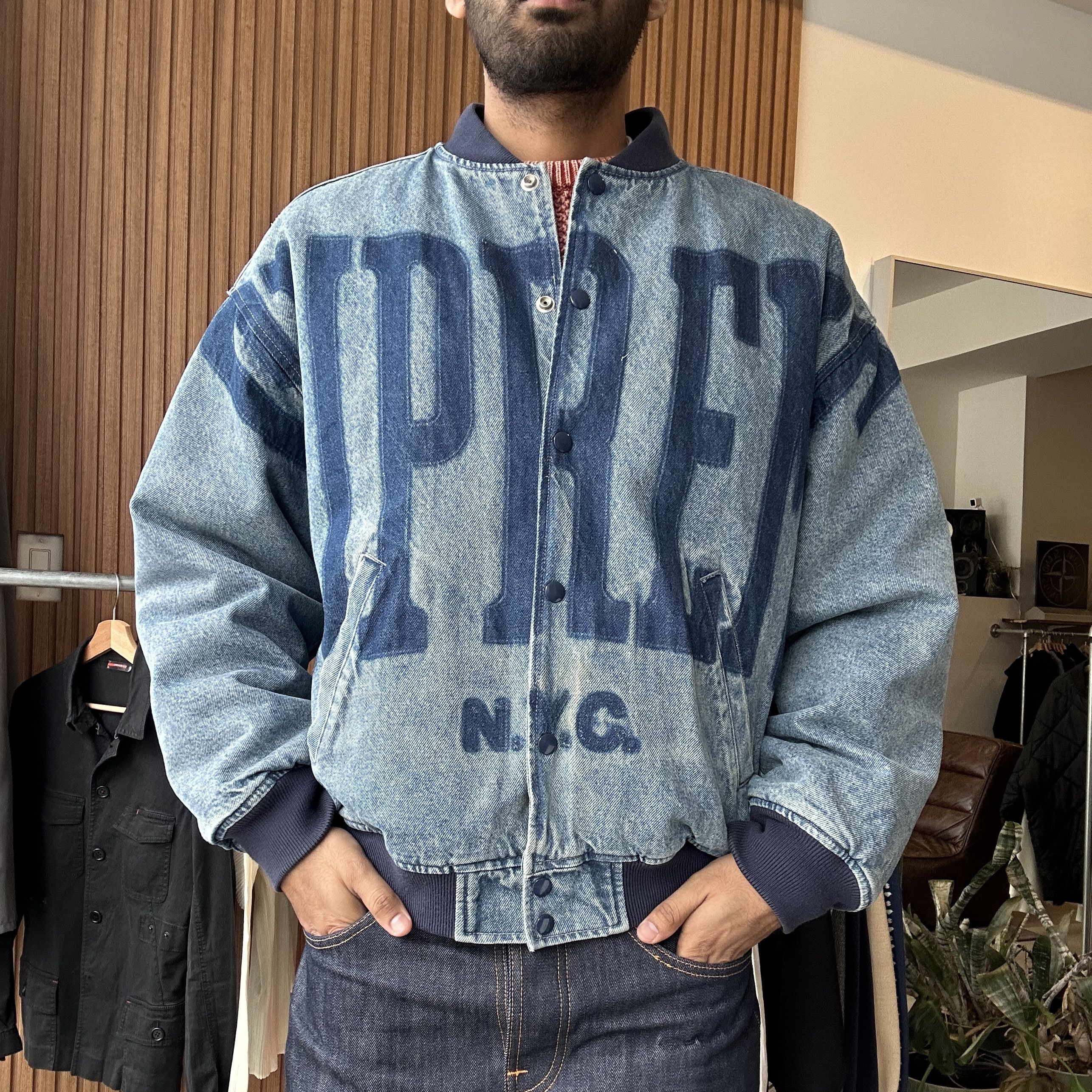 Supreme Supreme Washed Knockout Denim Varsity Jacket Size US L / EU 52-54 / 3 - 2 Thumbnail