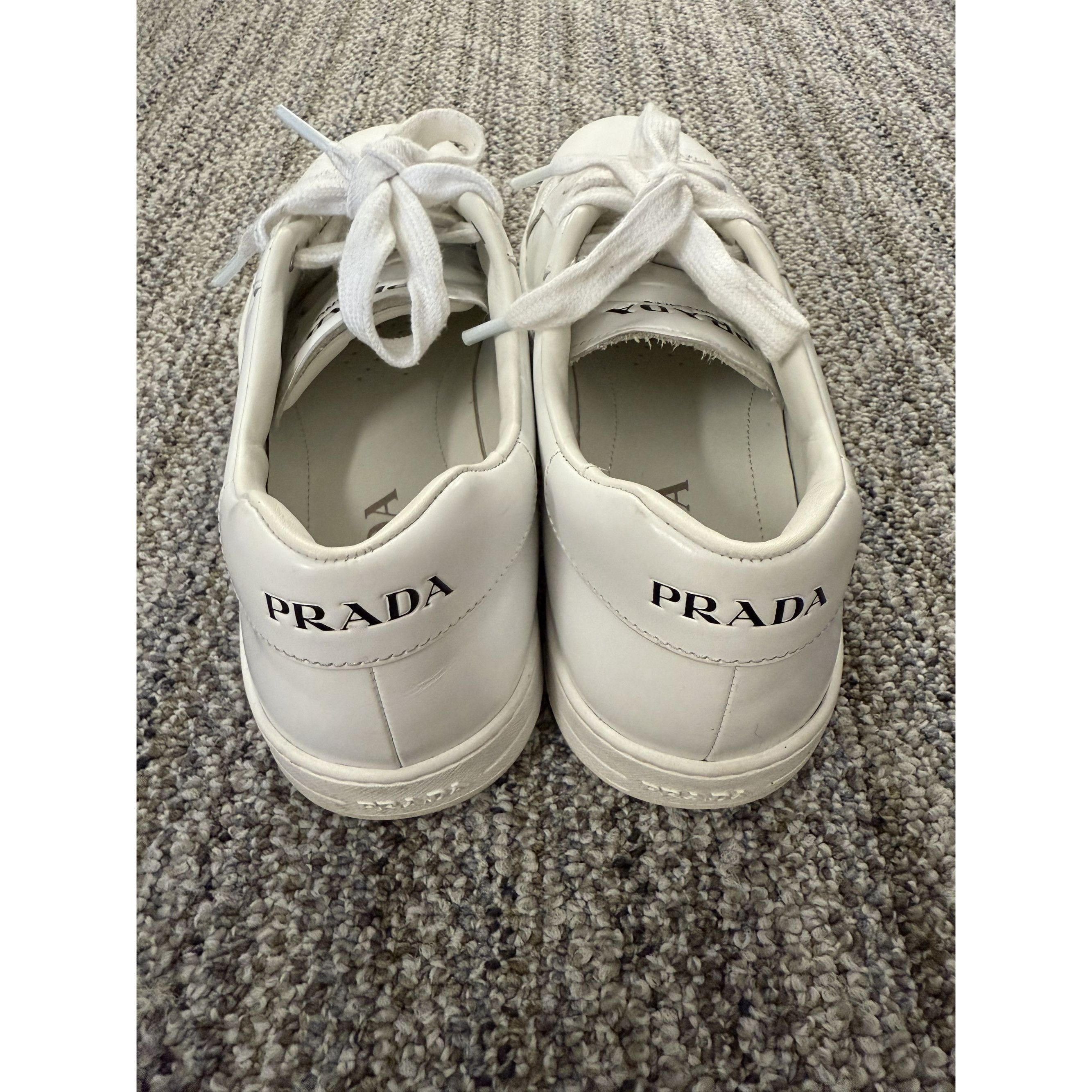 Prada Prada White Leather Low-Top Sneakers With Laces Size US 6.5 / IT 36.5 - 2 Thumbnail
