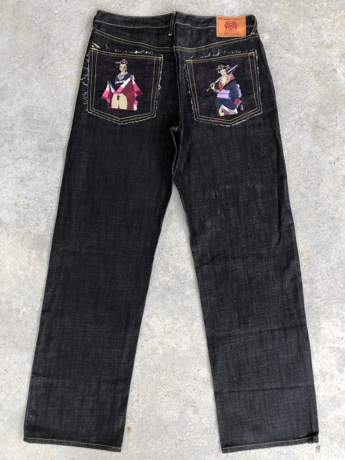 RMC Jeans Red Monkey Company Embroidered Jeans Baggy Jeans Size US 37 - 1 Thumbnail